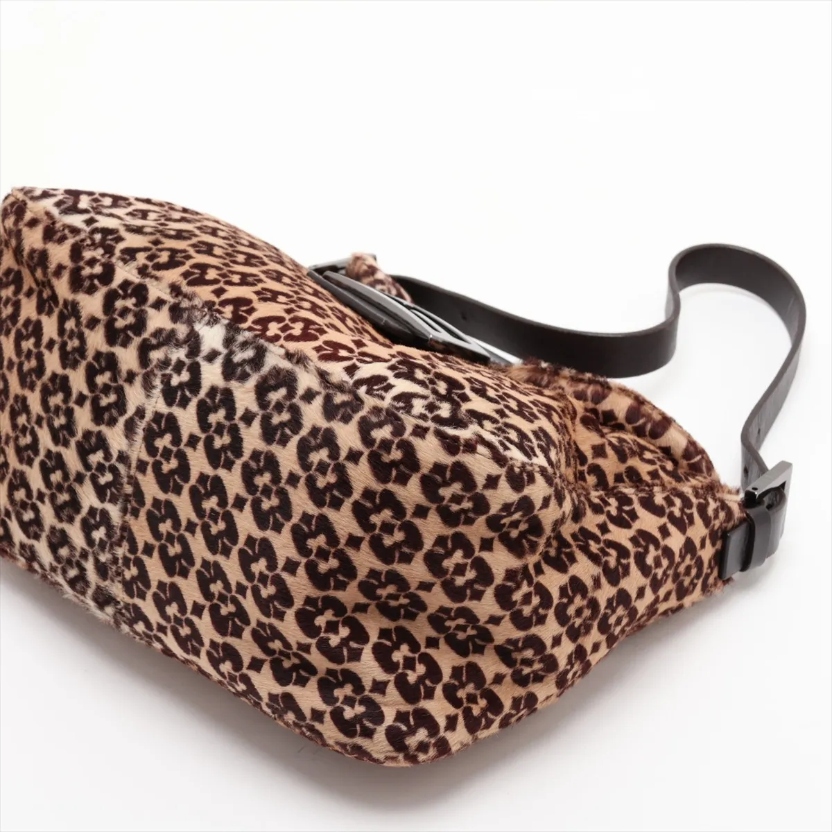 Calf Hair x Leather Shoulder Bag, Beige x Brown, 8BR004 — view 3