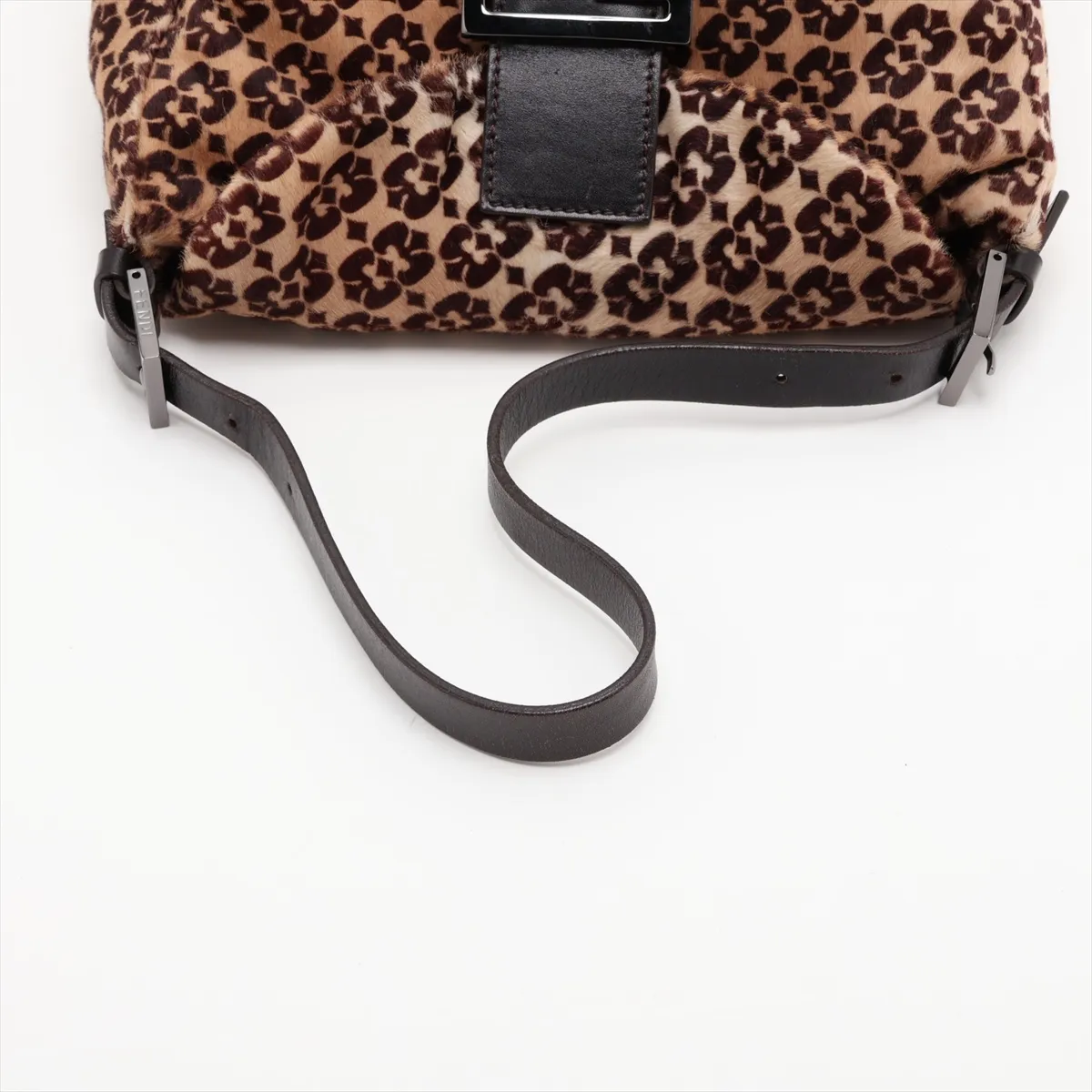 Calf Hair x Leather Shoulder Bag, Beige x Brown, 8BR004 — view 5