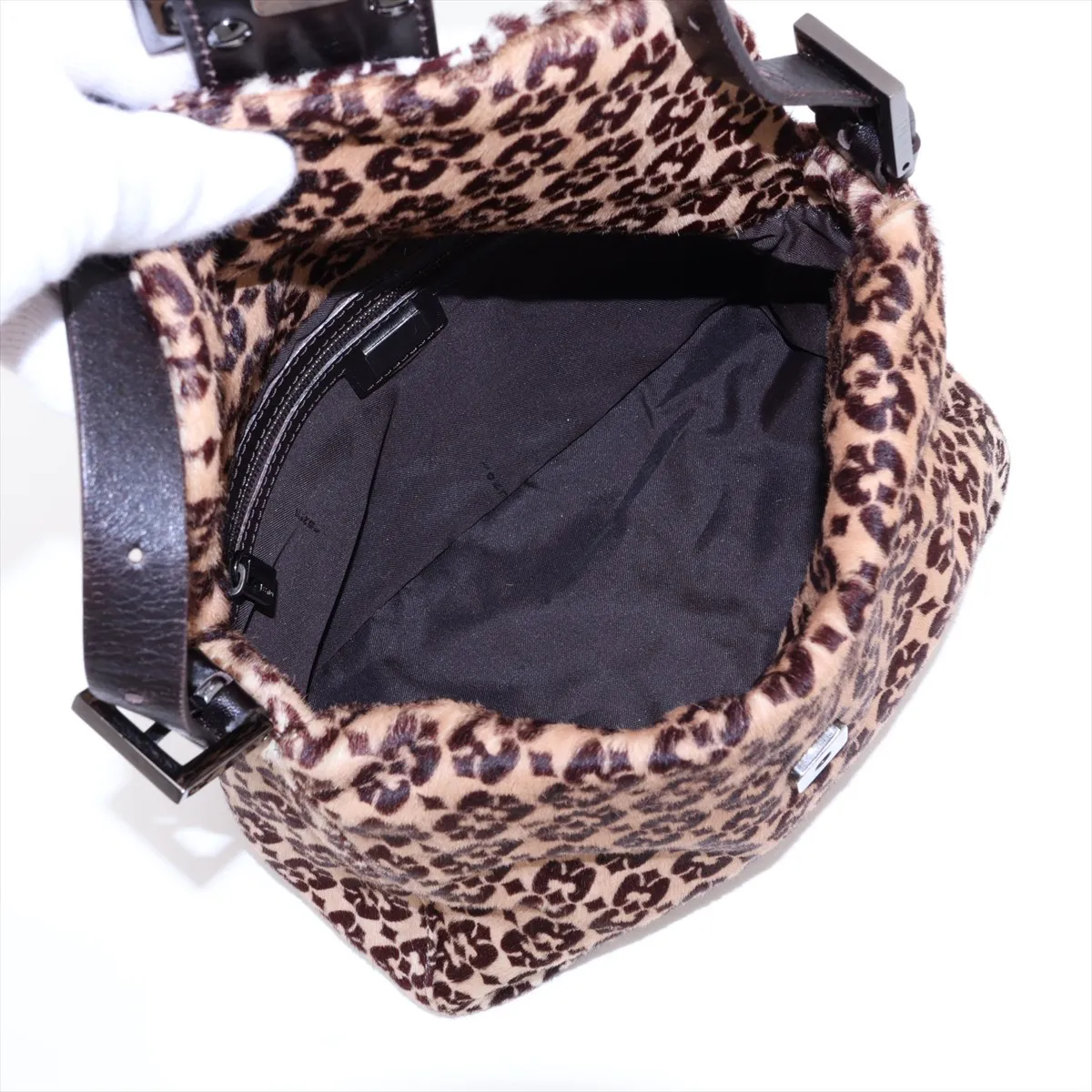 Calf Hair x Leather Shoulder Bag, Beige x Brown, 8BR004 — view 7