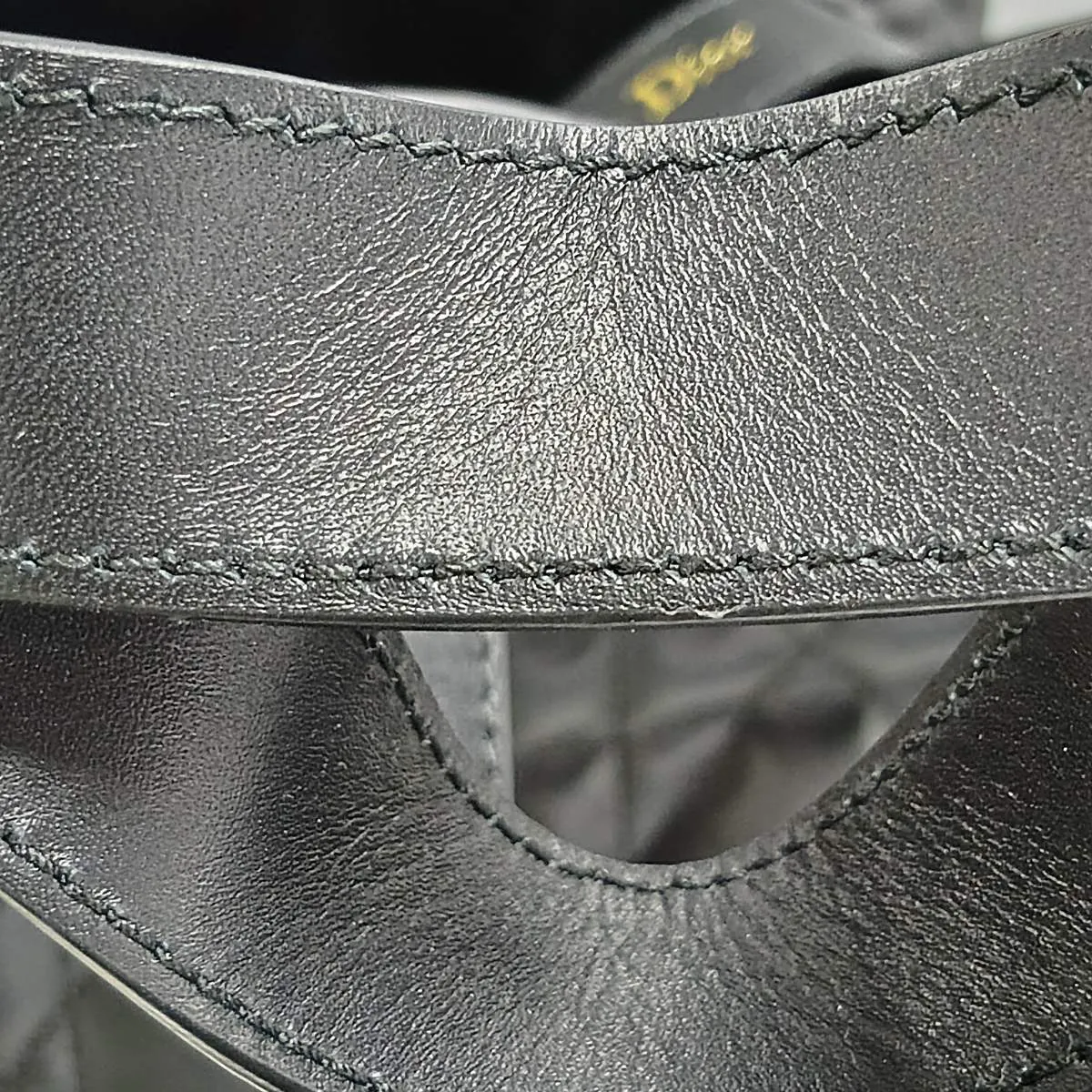 Macro Cannage Toujours Leather Handbag, Black — view 11