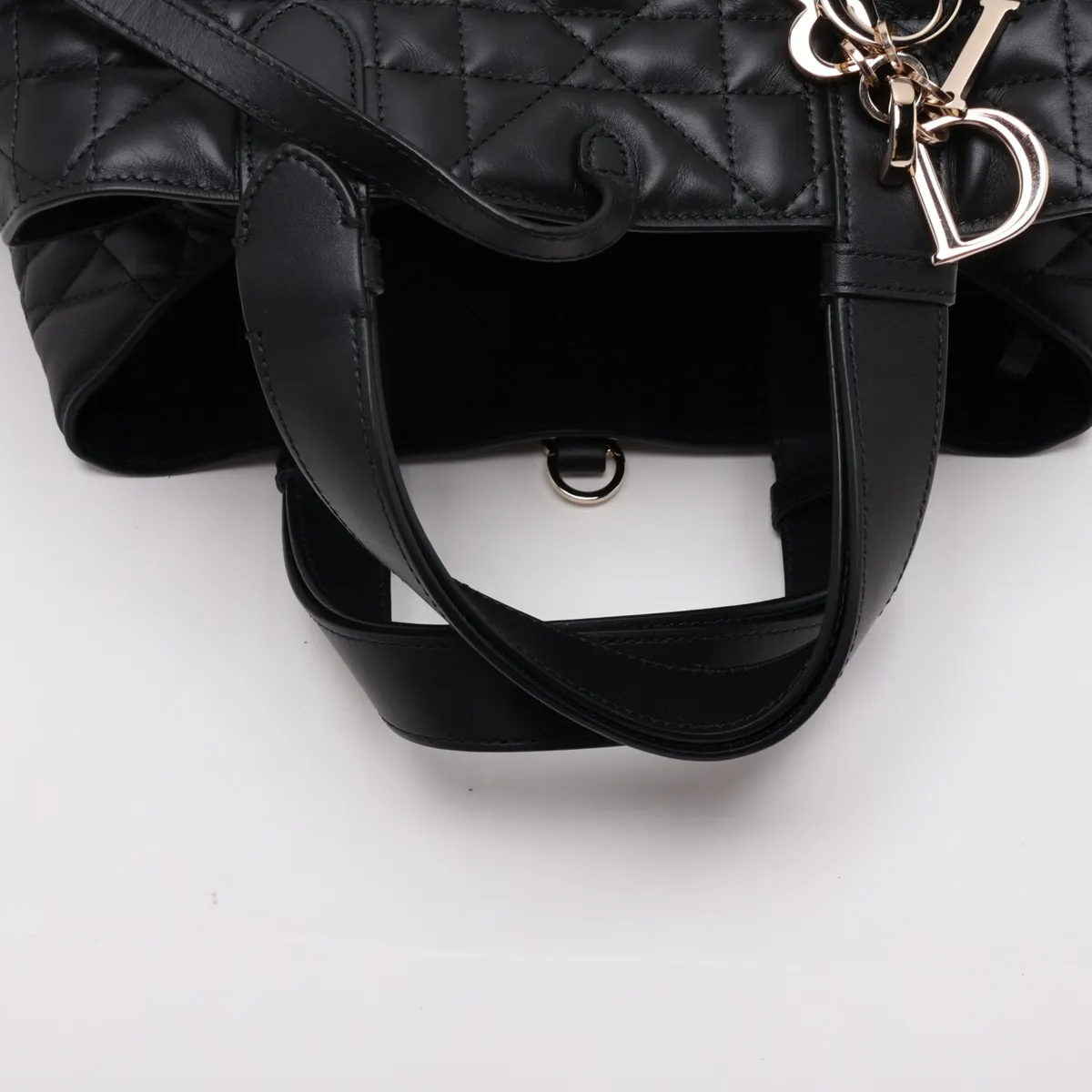 Macro Cannage Toujours Leather Handbag, Black — view 5