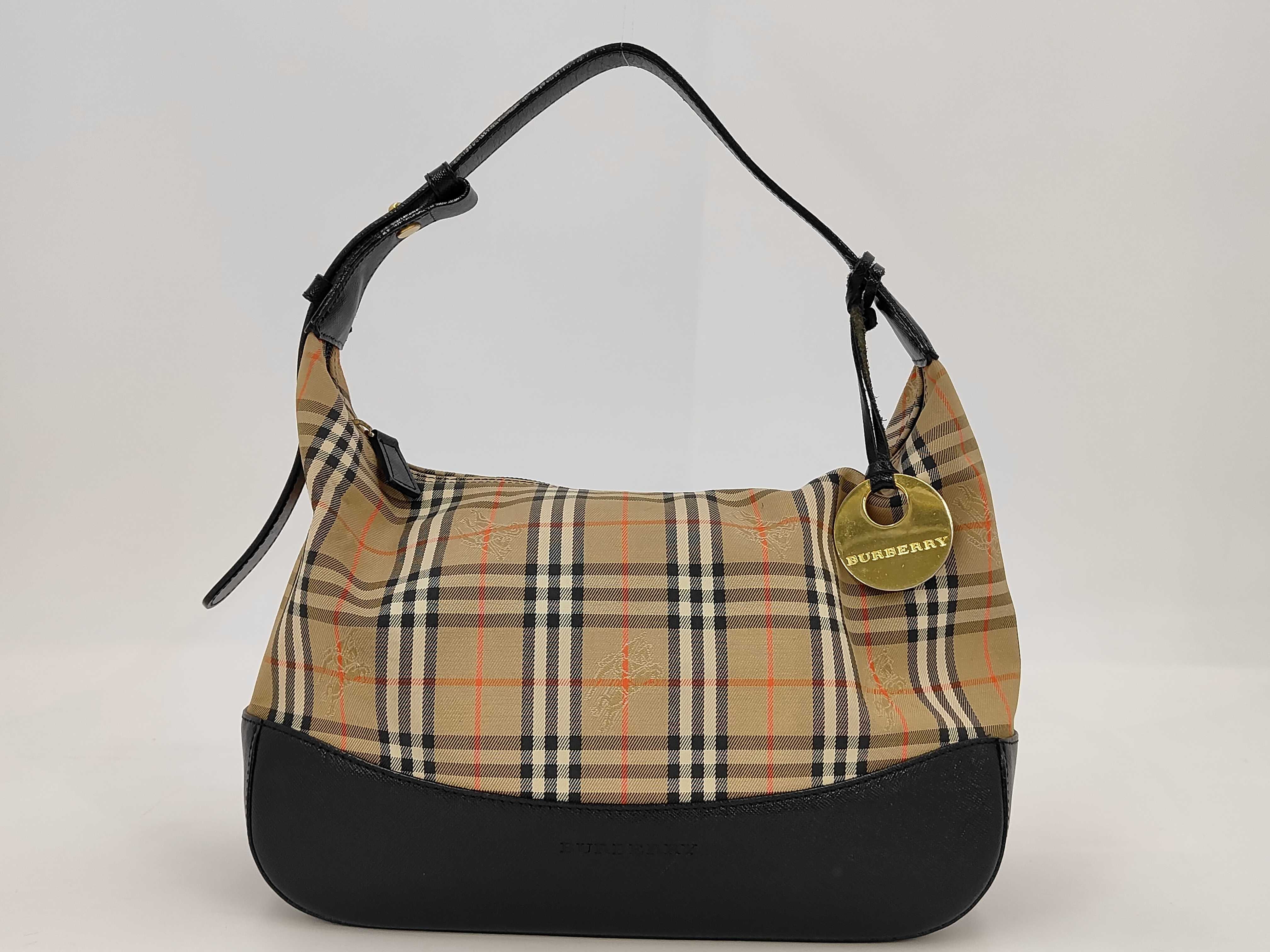 Nova Check Handbag, One-Shoulder Bag, Canvas, Enamel, Beige Shoulder Bag