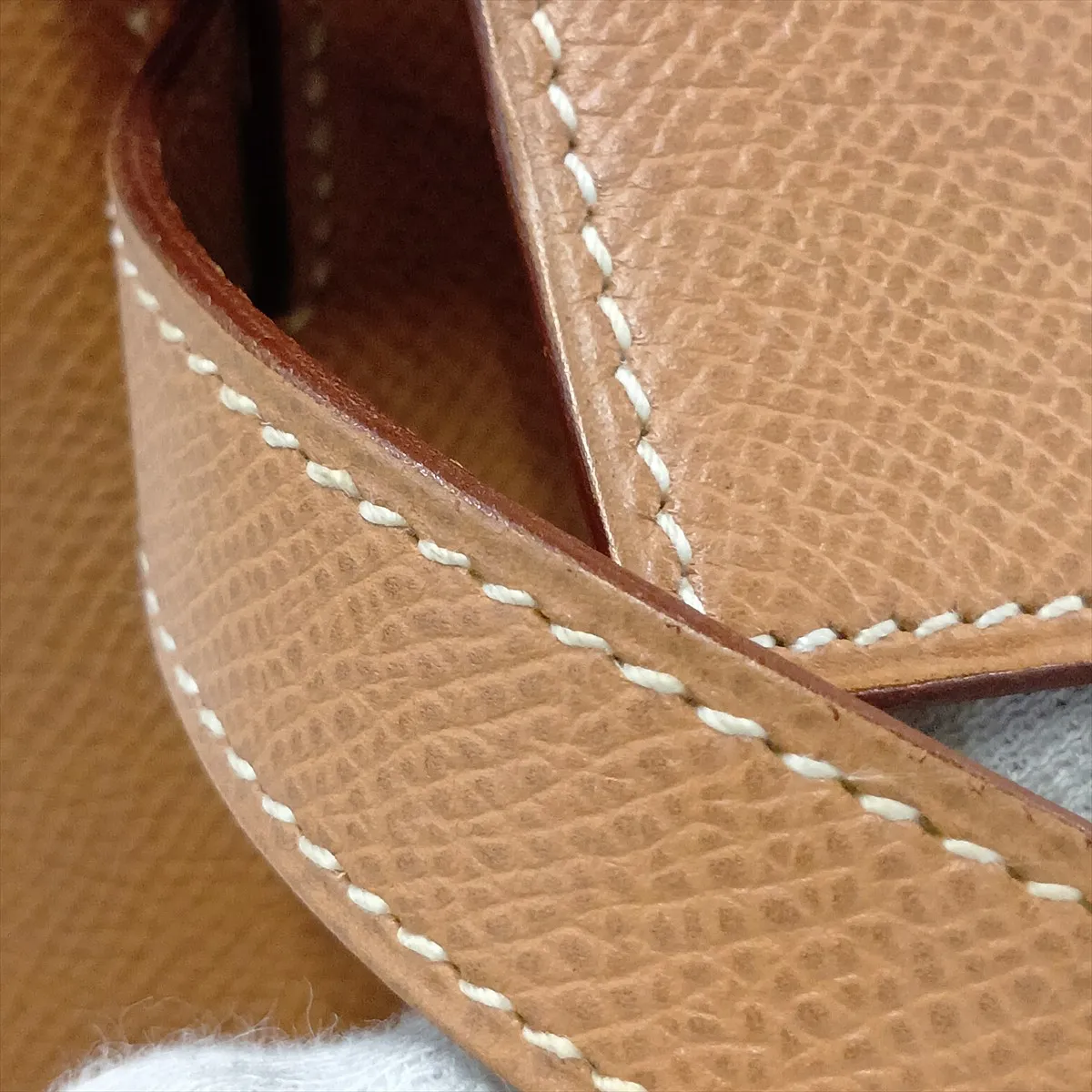 [Individually packaged] Hermes Kelly 32 Sellier Courchevel Natural Gold Hardware W: 1993 — view 14