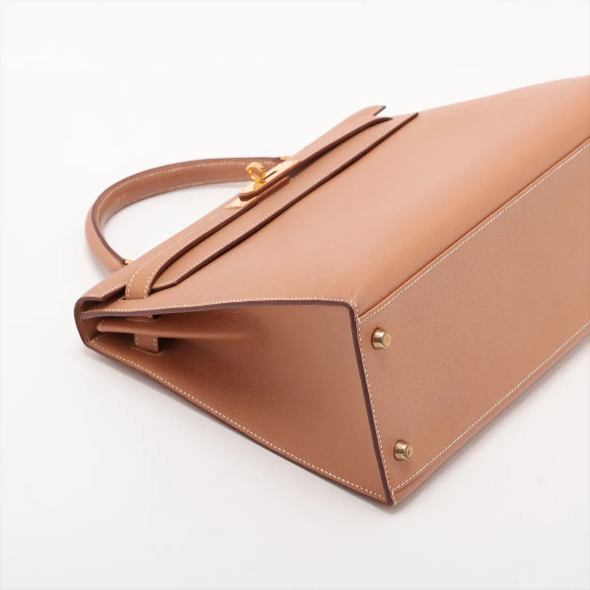 [Individually packaged] Hermes Kelly 32 Sellier Courchevel Natural Gold Hardware W: 1993 — view 4