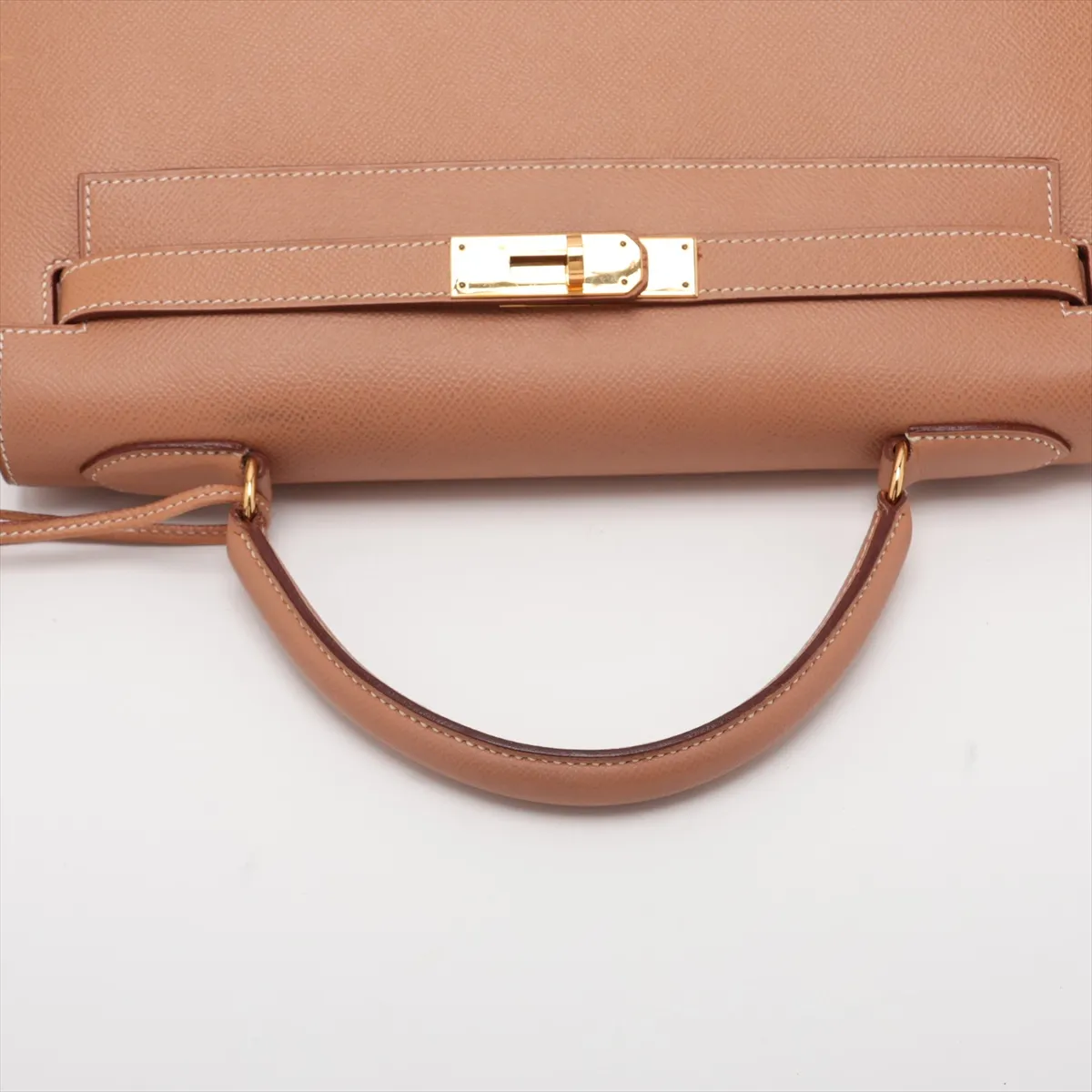 [Individually packaged] Hermes Kelly 32 Sellier Courchevel Natural Gold Hardware W: 1993 — view 5