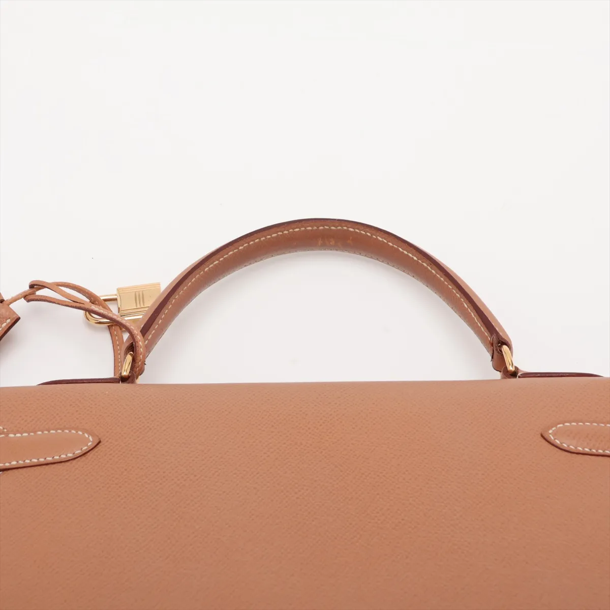 [Individually packaged] Hermes Kelly 32 Sellier Courchevel Natural Gold Hardware W: 1993 — view 6