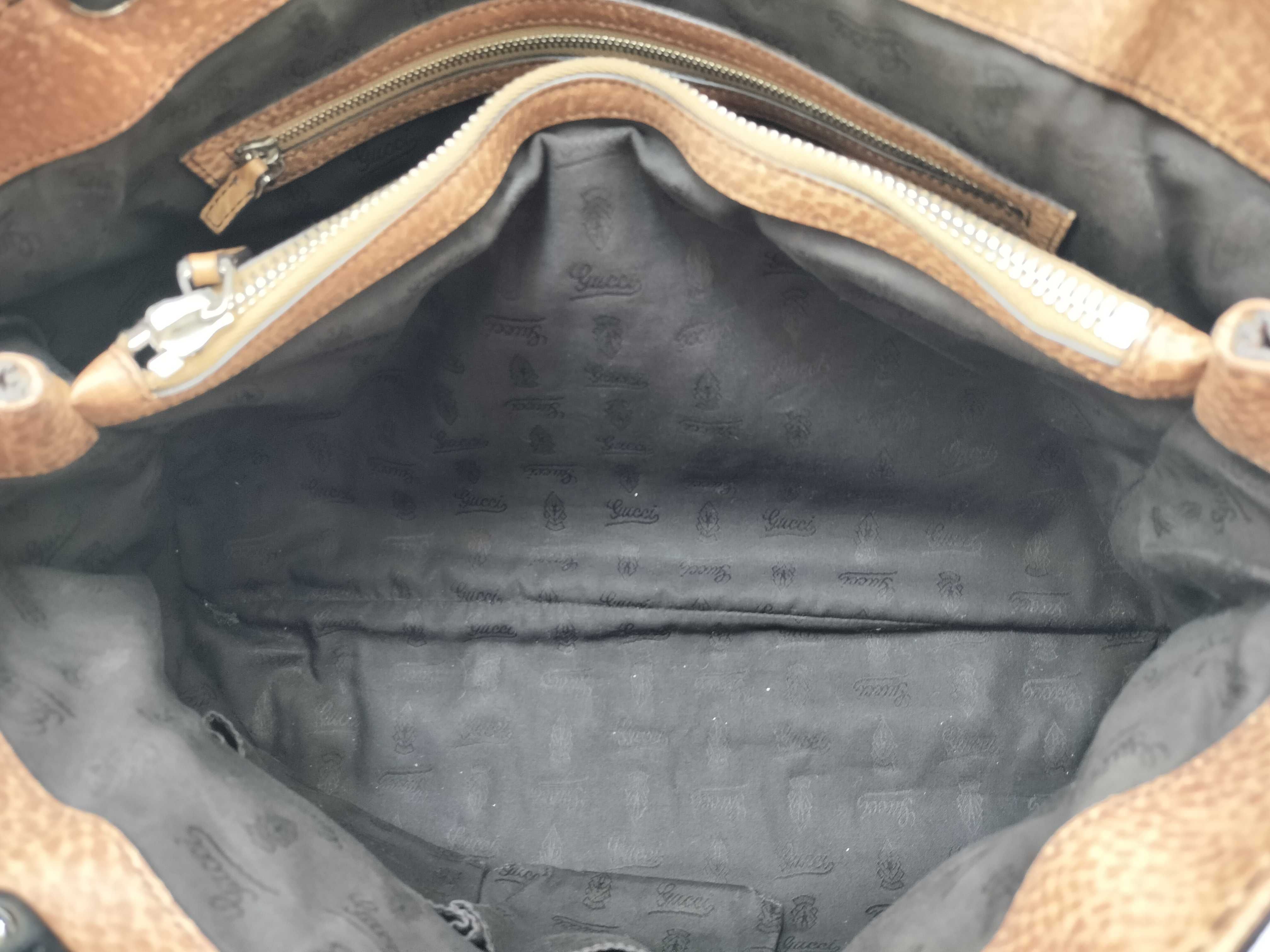Bamboo Braided Handle Leather Tote Bag — view 9