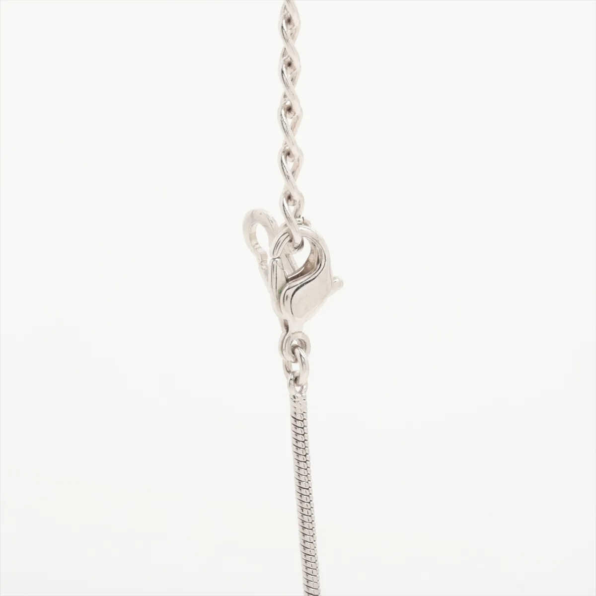 D-logo necklace, metal and rhinestones, silver. Shows signs of wear, — view 3