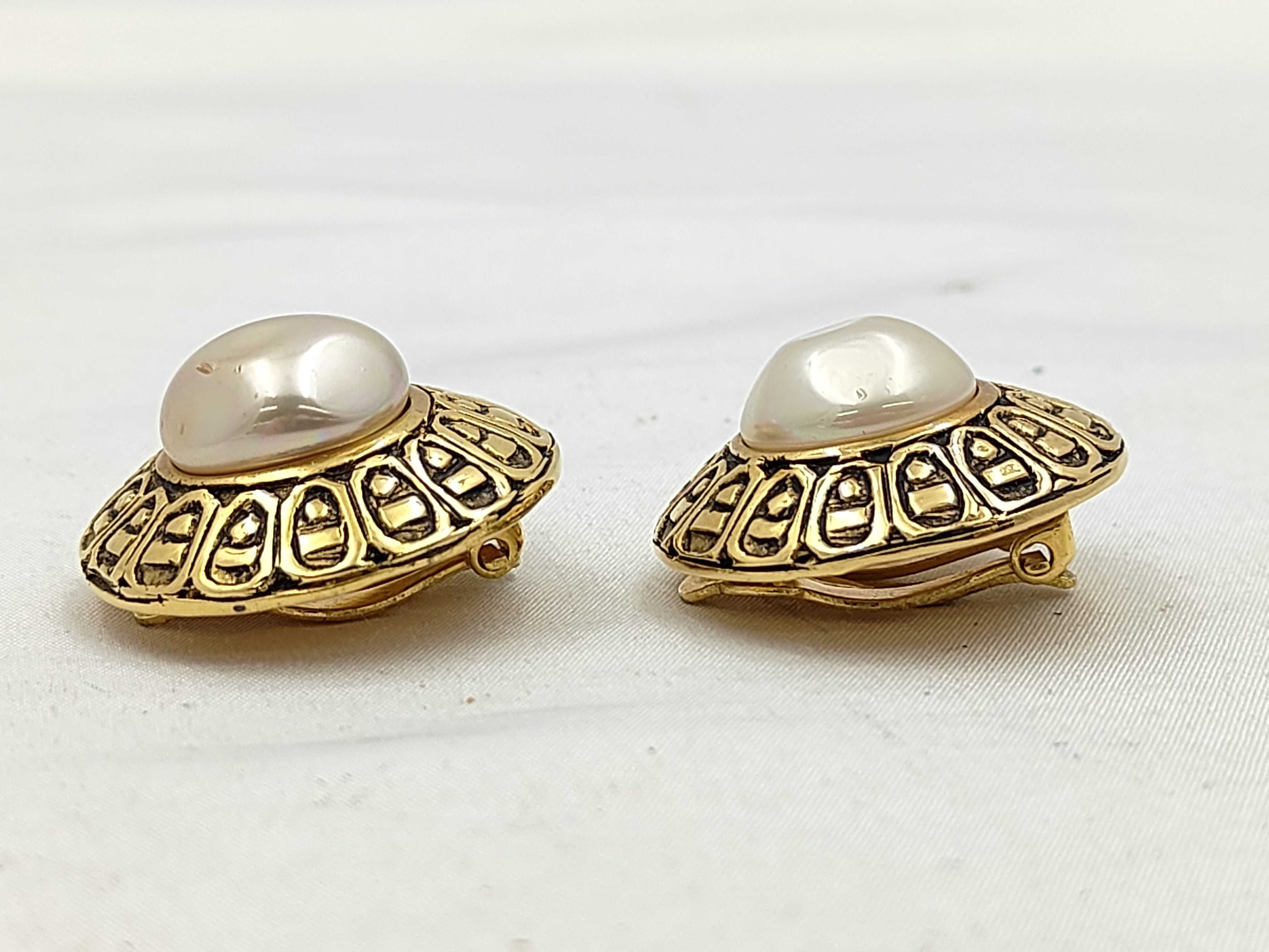 Round Faux Pearl Earrings — view 3