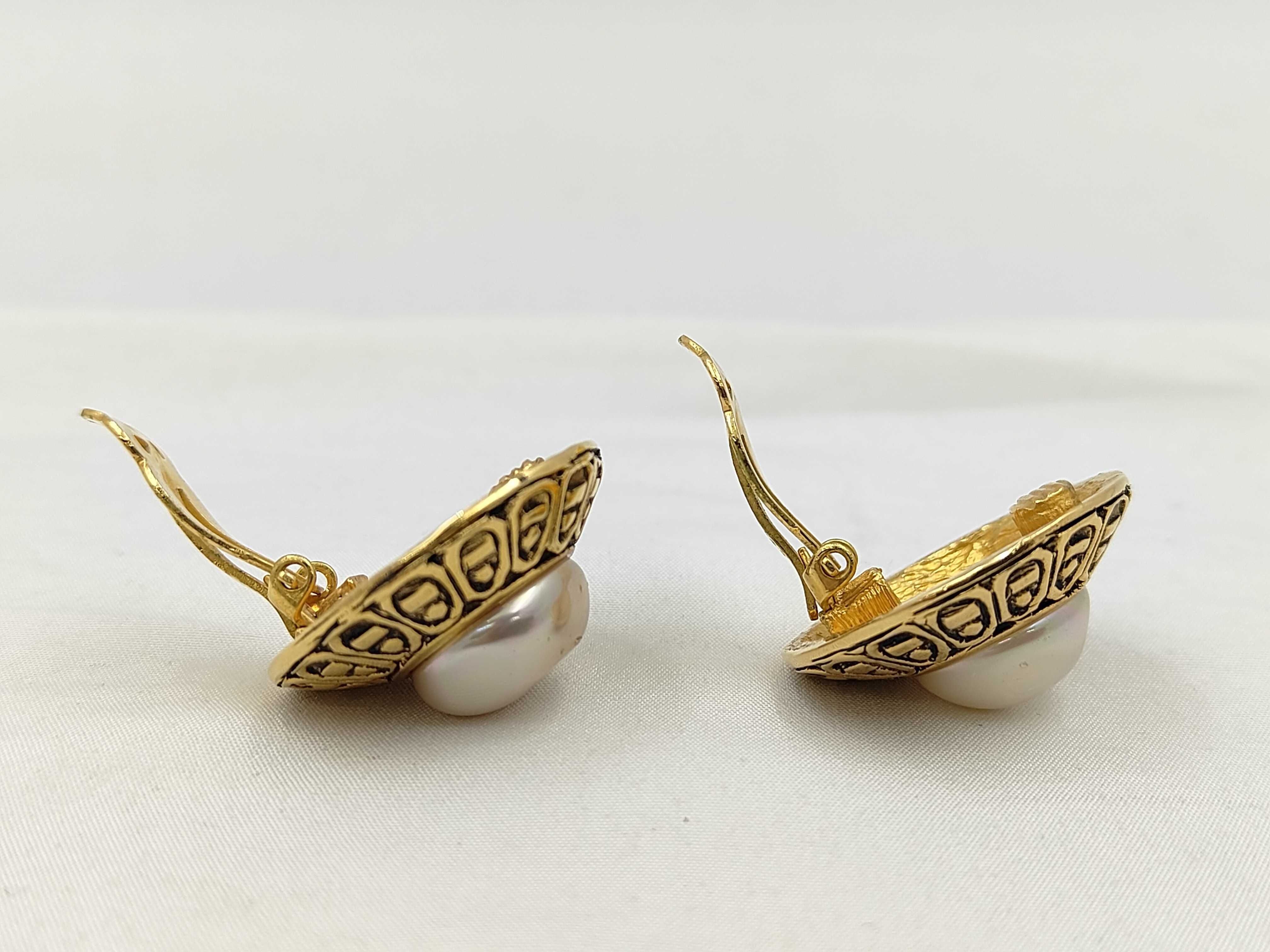 Round Faux Pearl Earrings — view 4