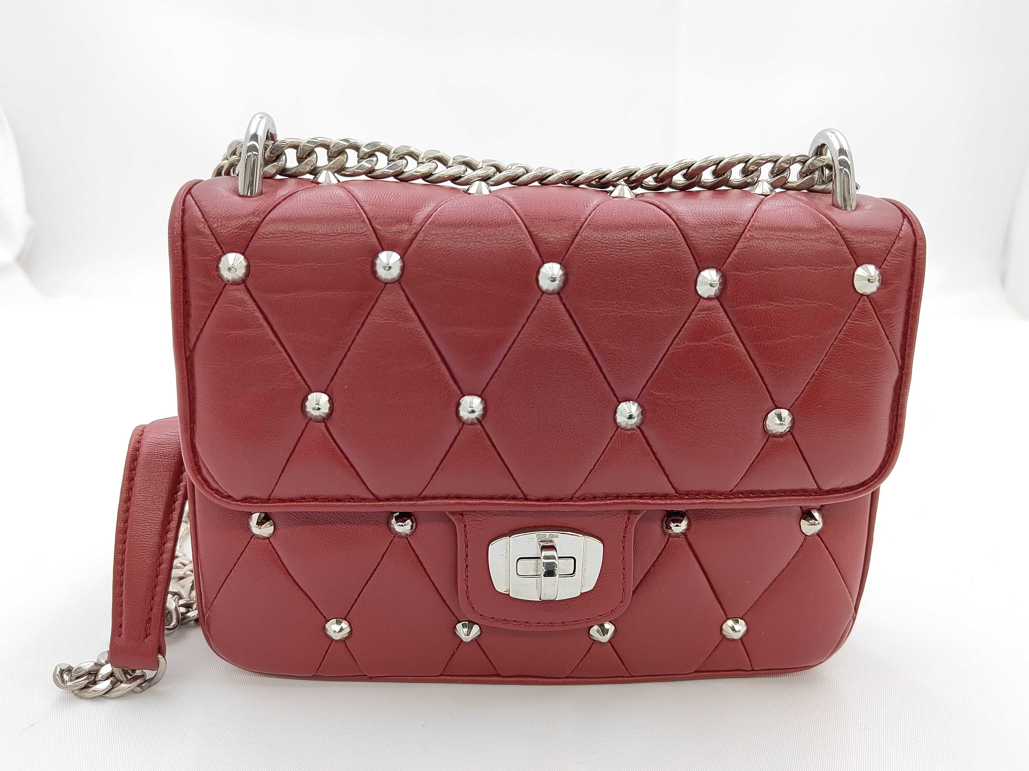 Studded Chain Bag, Red Shoulder Bag