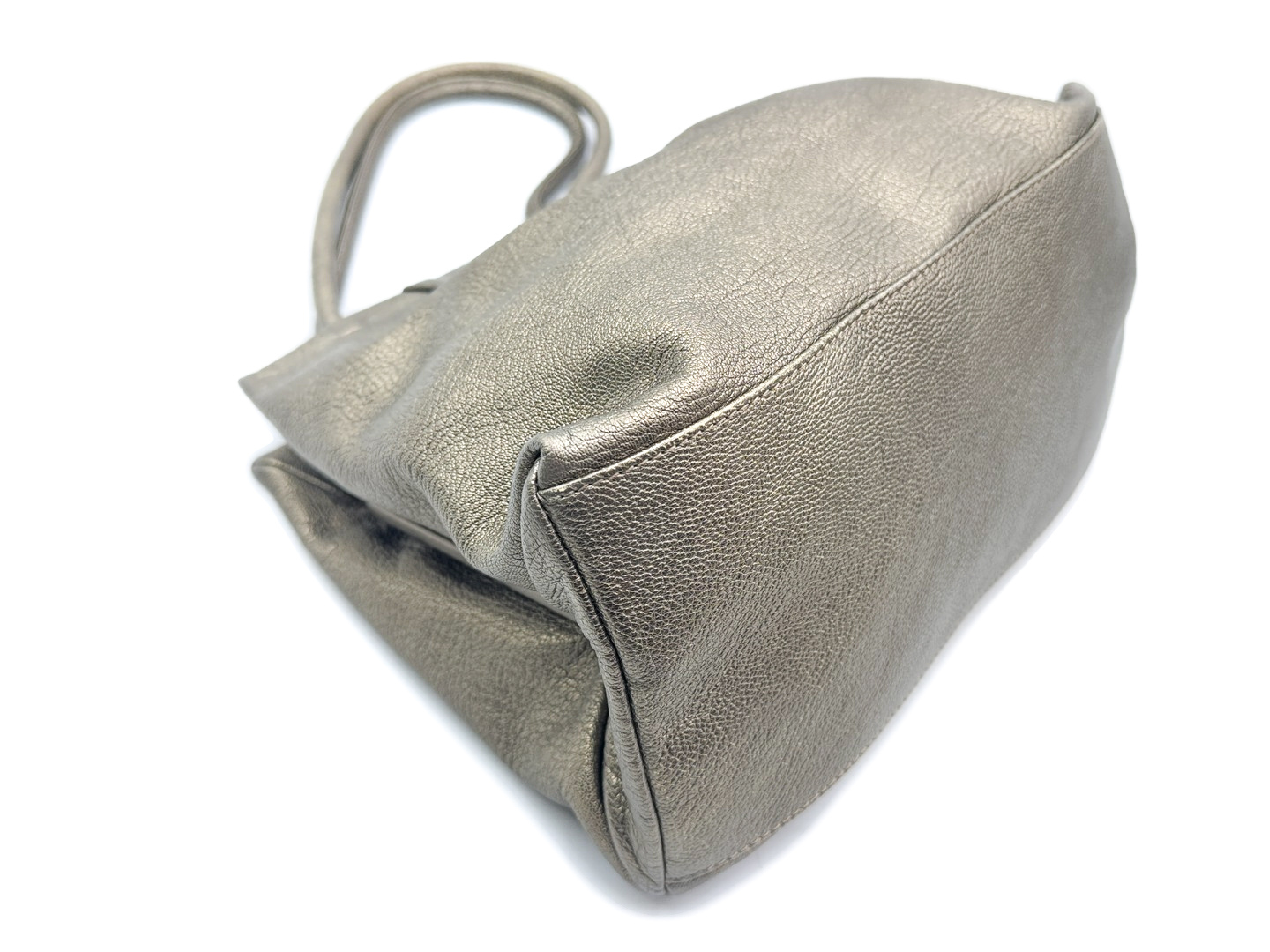 Silver Triomphe Leather Tote Bag — view 6