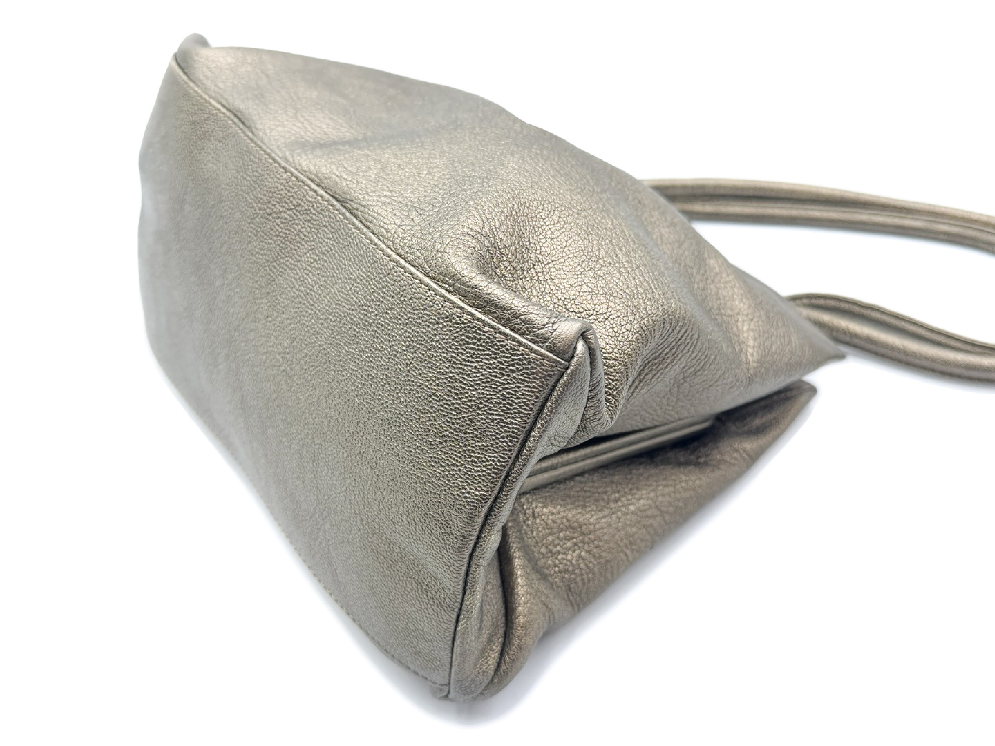 Silver Triomphe Leather Tote Bag — view 7