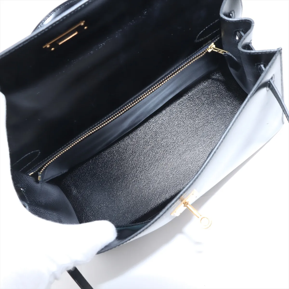 [Individually wrapped] Hermes Kelly 32 Serie Box Calf Black Gold Hardware R:1988 — view 7