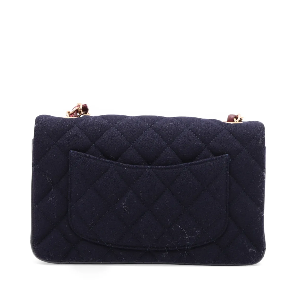 Mini Matelassé 20 Cotton x Leather Single Flap Single Chain Bag Navy x Red Gold Hardware 26225499 (Serial Number in the 26s) Aftermarket Parts Included A69900 — view 2