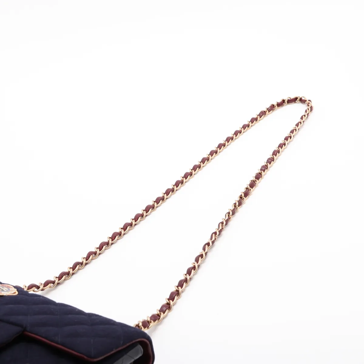 Mini Matelassé 20 Cotton x Leather Single Flap Single Chain Bag Navy x Red Gold Hardware 26225499 (Serial Number in the 26s) Aftermarket Parts Included A69900 — view 5