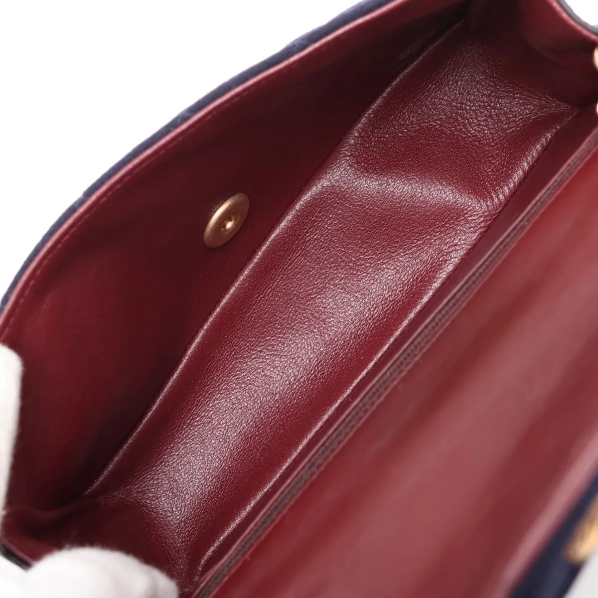 Mini Matelassé 20 Cotton x Leather Single Flap Single Chain Bag Navy x Red Gold Hardware 26225499 (Serial Number in the 26s) Aftermarket Parts Included A69900 — view 6