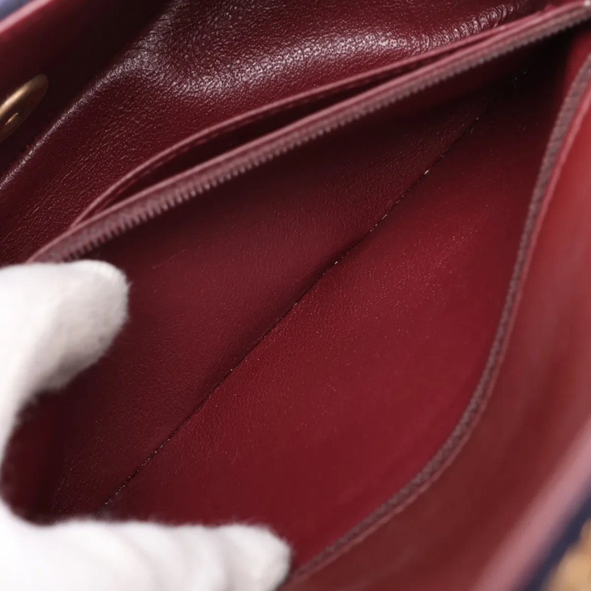 Mini Matelassé 20 Cotton x Leather Single Flap Single Chain Bag Navy x Red Gold Hardware 26225499 (Serial Number in the 26s) Aftermarket Parts Included A69900 — view 8