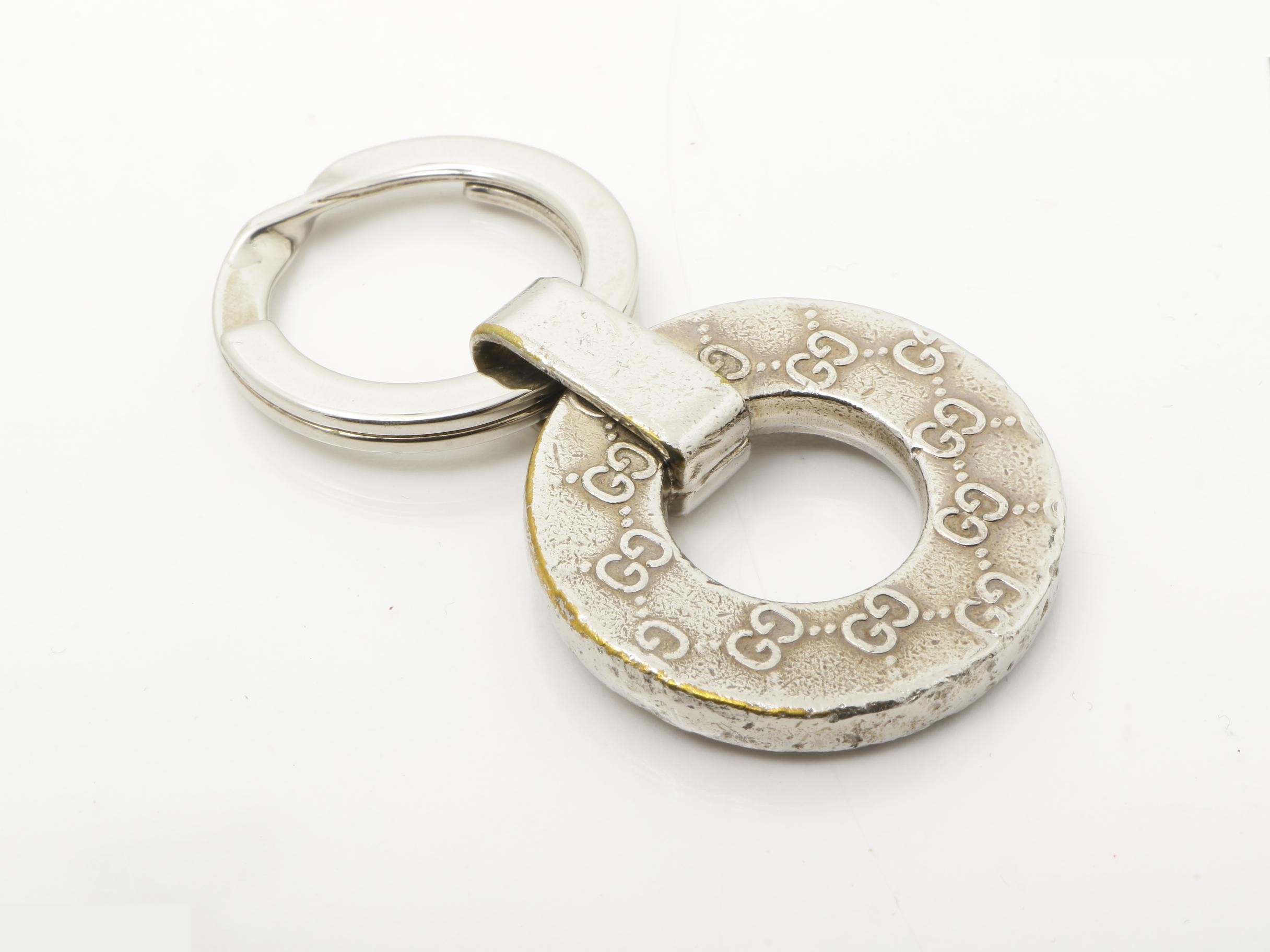 GG pattern key ring, silver — view 2