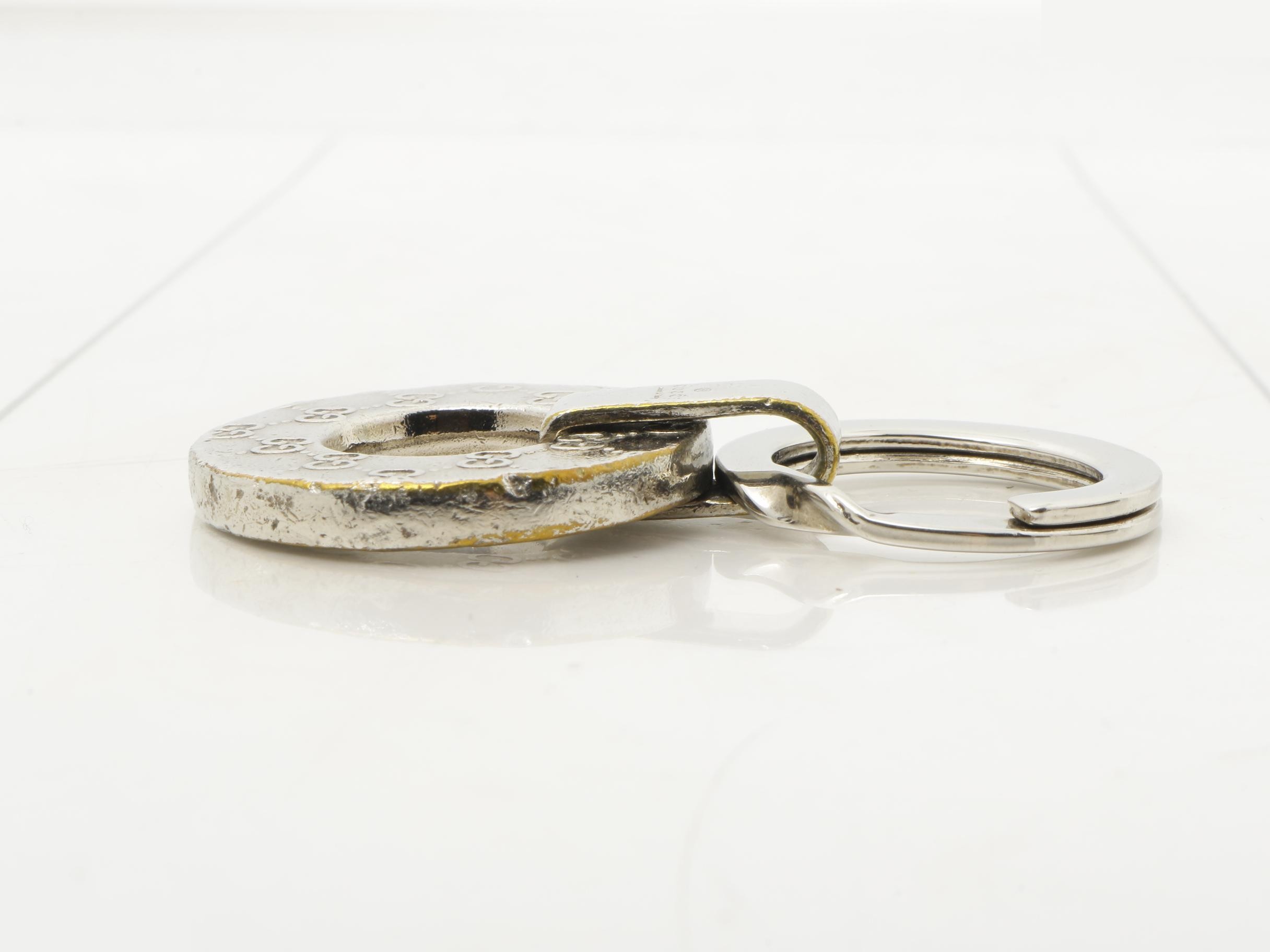 GG pattern key ring, silver — view 3