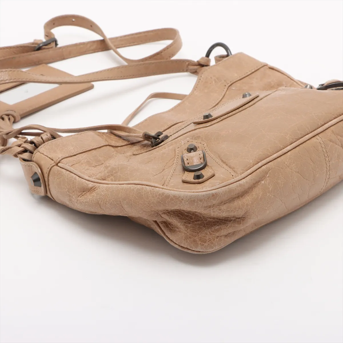 The Hip Leather Shoulder Bag Beige 242803 with Mirror — view 4