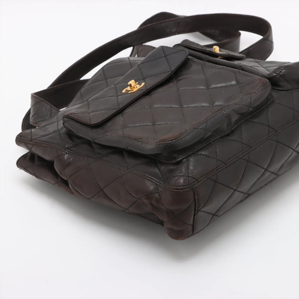 Matelasse Lambskin Tote Bag Brown Gold Hardware 4274520 No. 4 — view 4