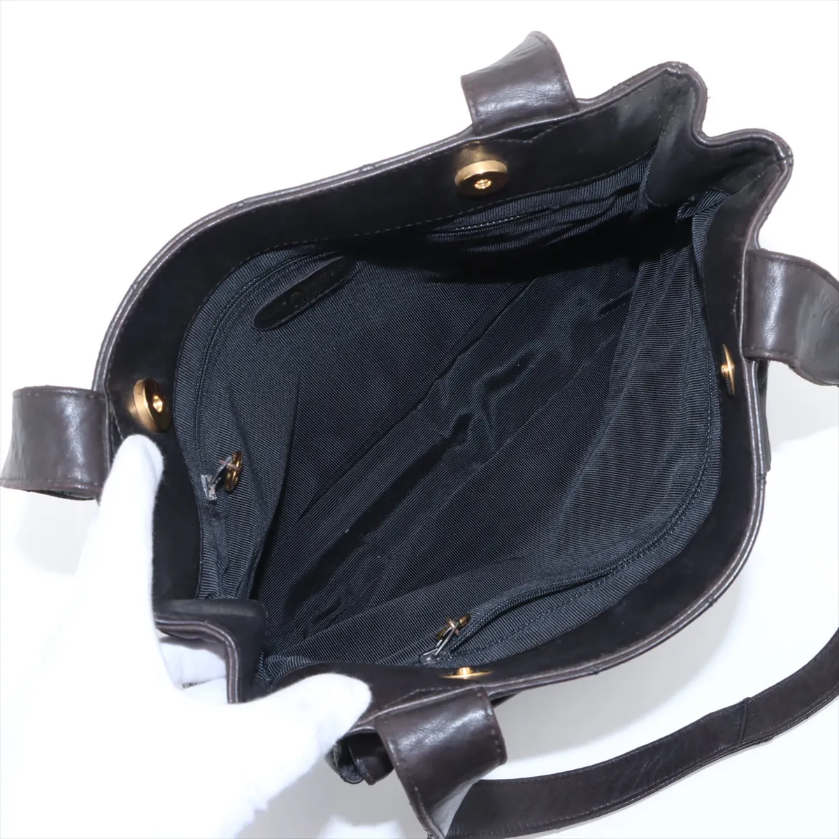 Matelasse Lambskin Tote Bag Brown Gold Hardware 4274520 No. 4 — view 7