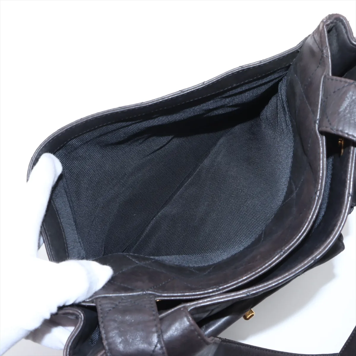 Matelasse Lambskin Tote Bag Brown Gold Hardware 4274520 No. 4 — view 8