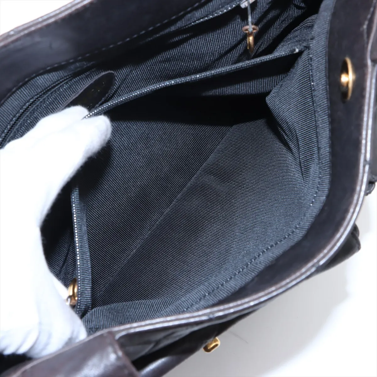 Matelasse Lambskin Tote Bag Brown Gold Hardware 4274520 No. 4 — view 10