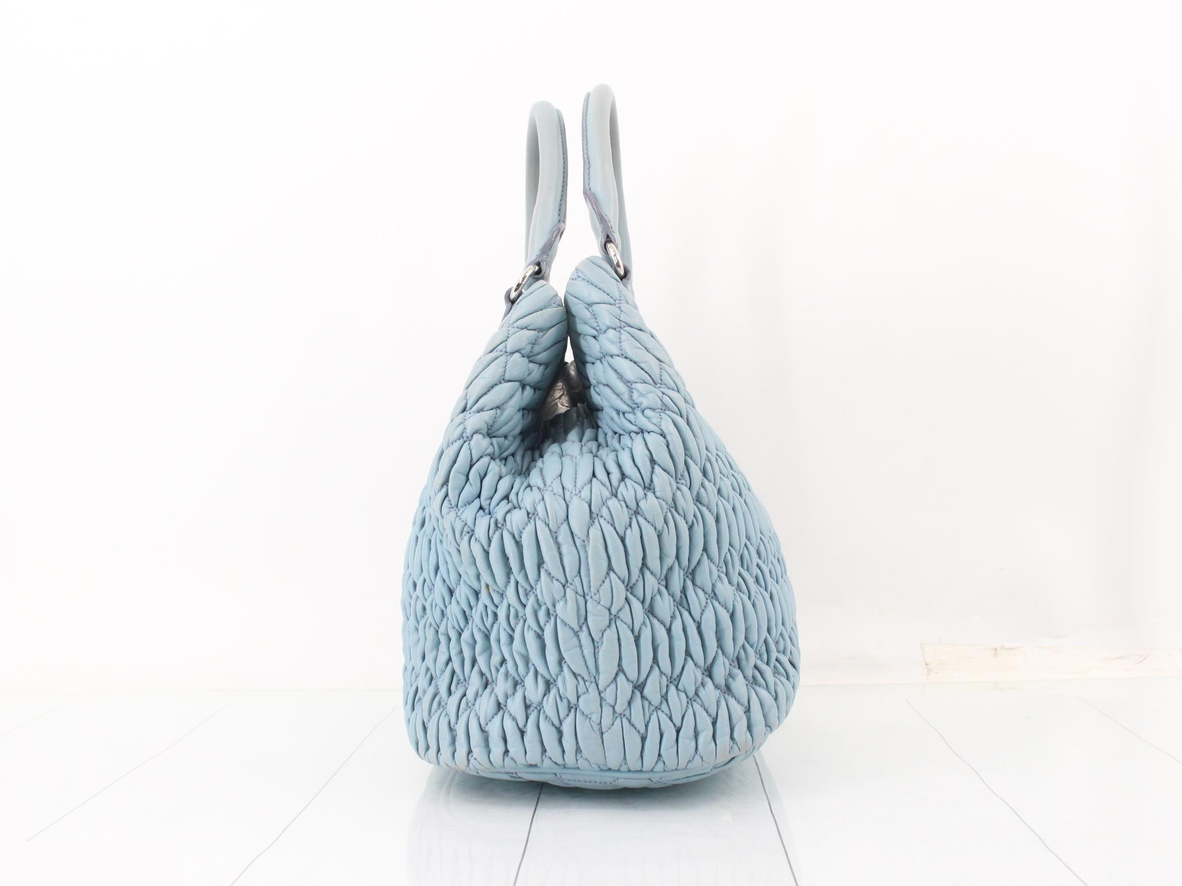 Matelassé (Bag) - 2-Way Bag with Long Strap, Bijou, Blue — view 3