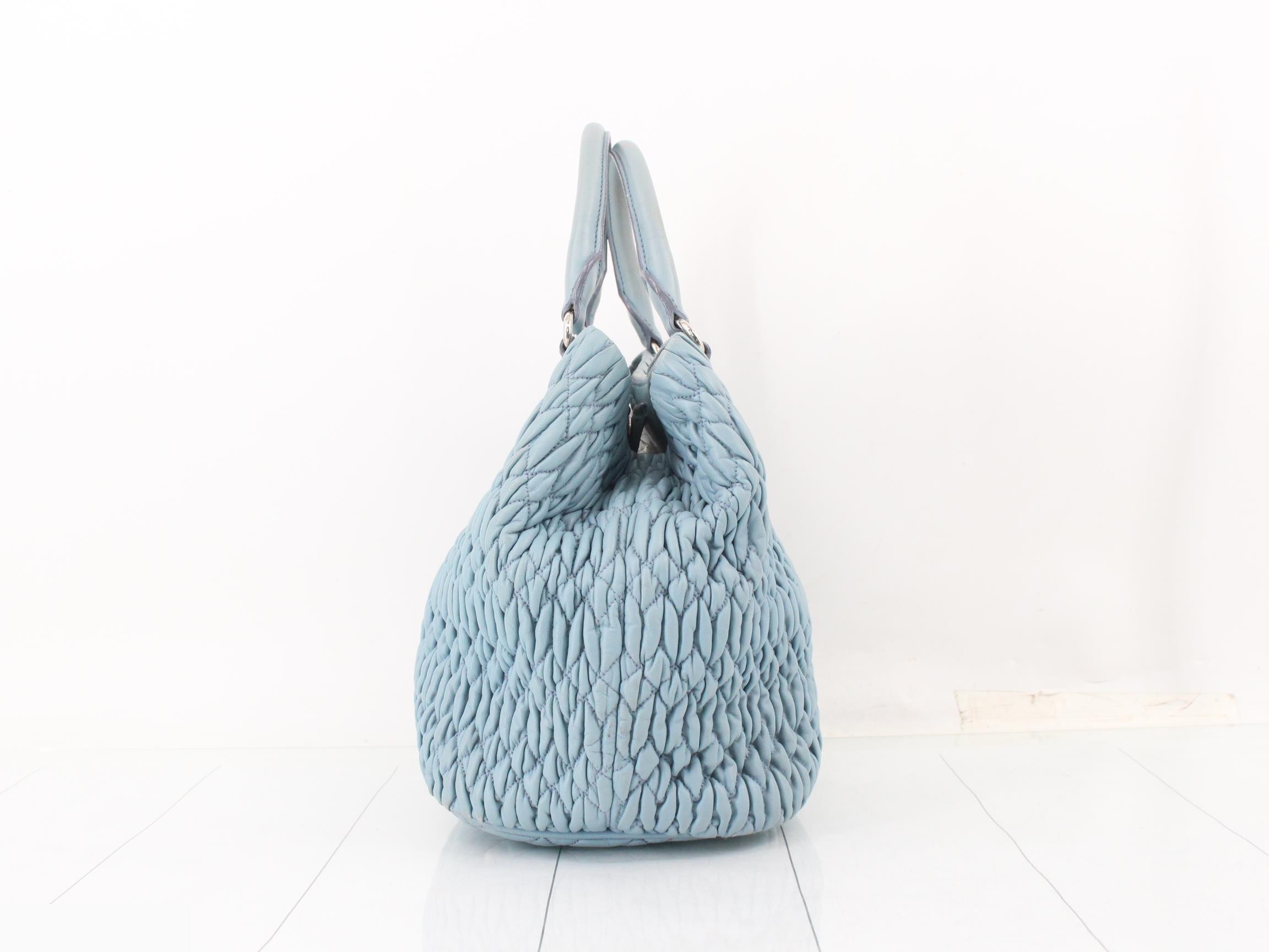 Matelassé (Bag) - 2-Way Bag with Long Strap, Bijou, Blue — view 4