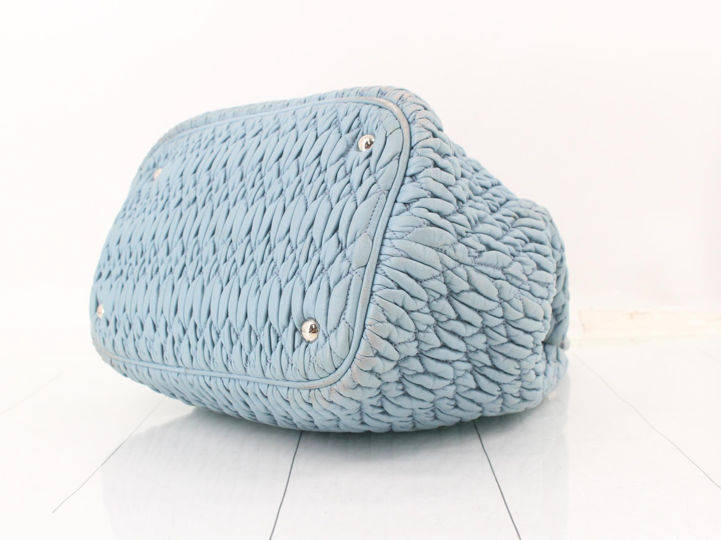 Matelassé (Bag) - 2-Way Bag with Long Strap, Bijou, Blue — view 6