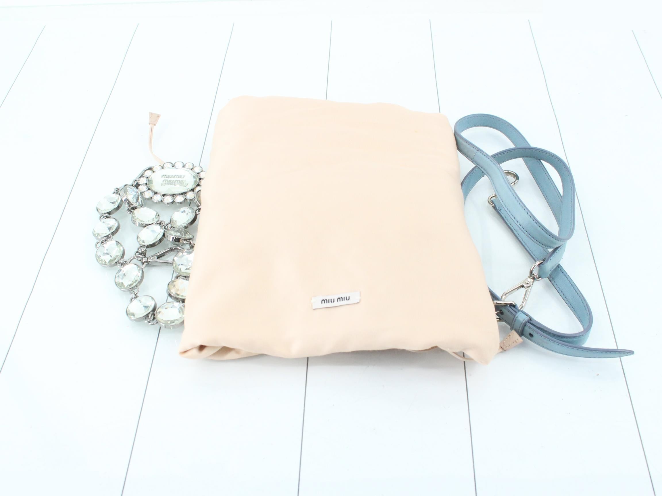 Matelassé (Bag) - 2-Way Bag with Long Strap, Bijou, Blue — view 7