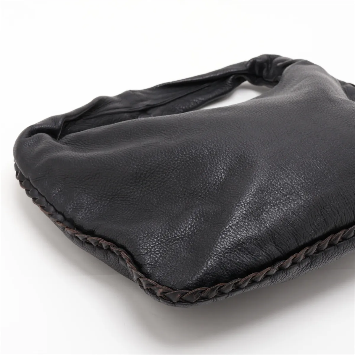 Hobo Leather Shoulder Bag, Black — view 4