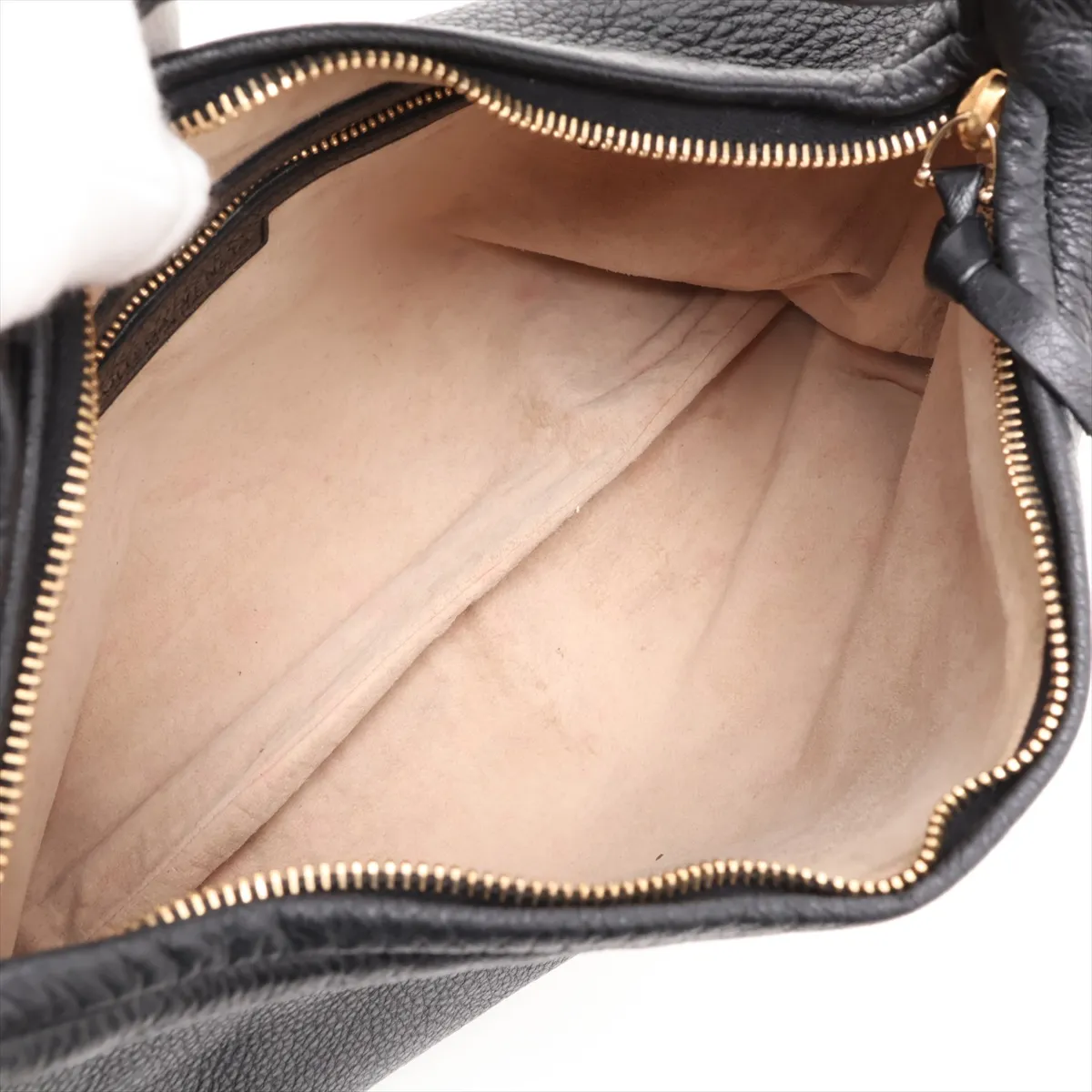 Hobo Leather Shoulder Bag, Black — view 7