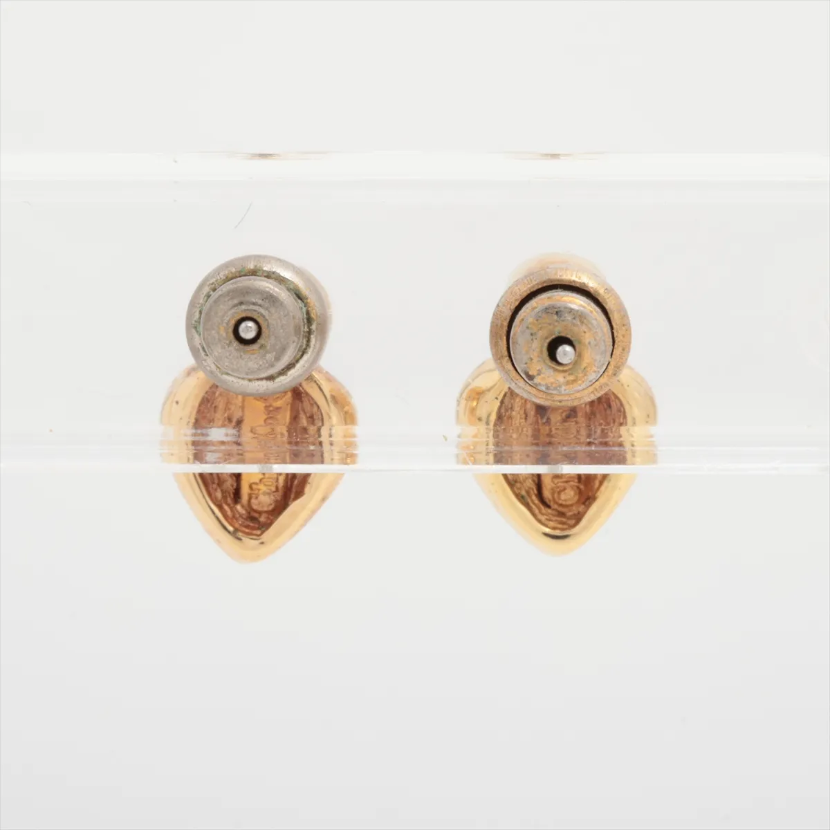 earrings (for both ears), GP x rhinestone, gold, dents, — view 2