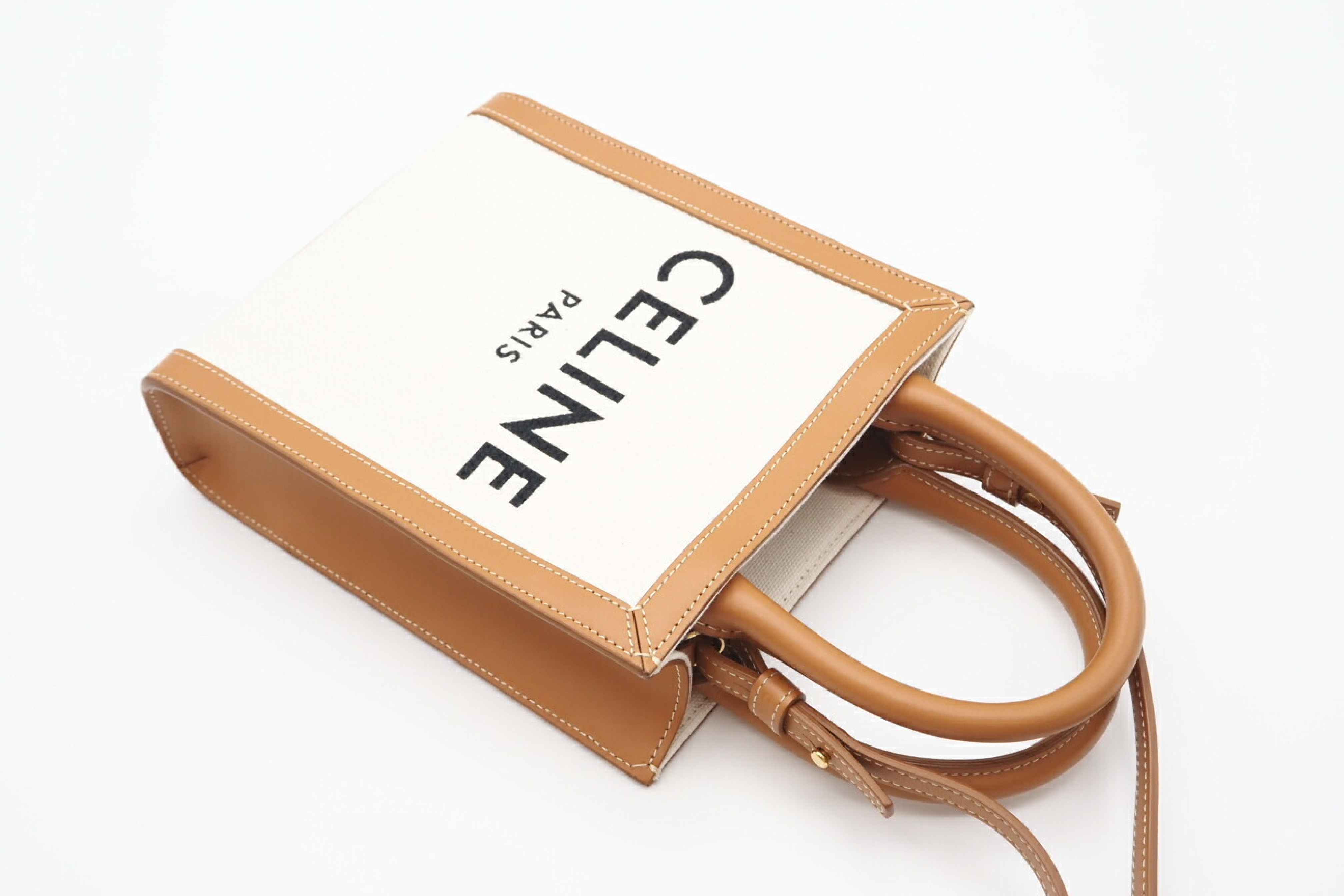 193302BNZ02NT Canvas Mini Vertical Cabas Natural Tan Bag with Dust Bag (Shoulder Bag) — view 2