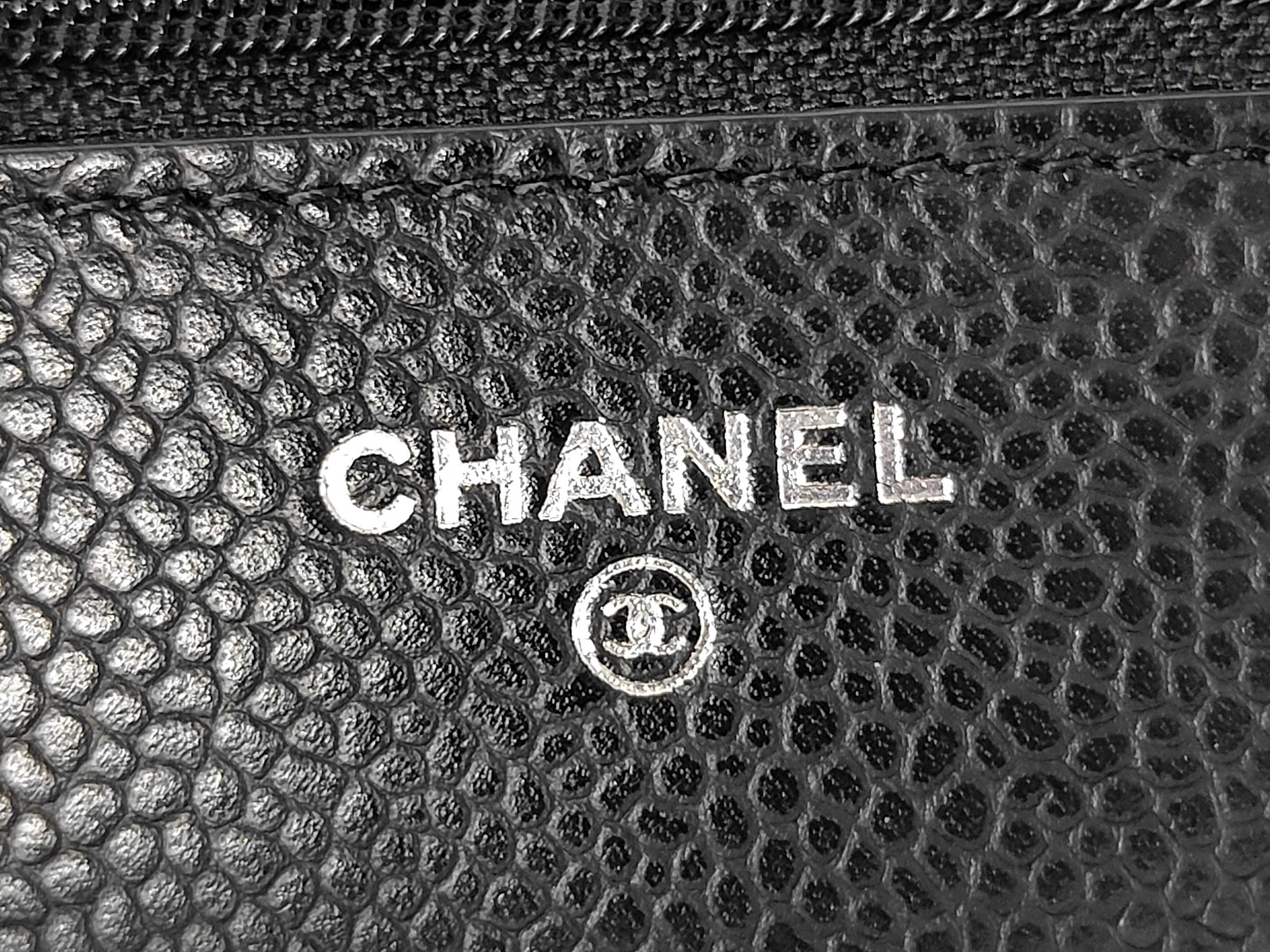 Matelassé Chain Wallet, Series 23, Caviar Leather, Black, Silver Hardware, Shoulder Bag — view 12