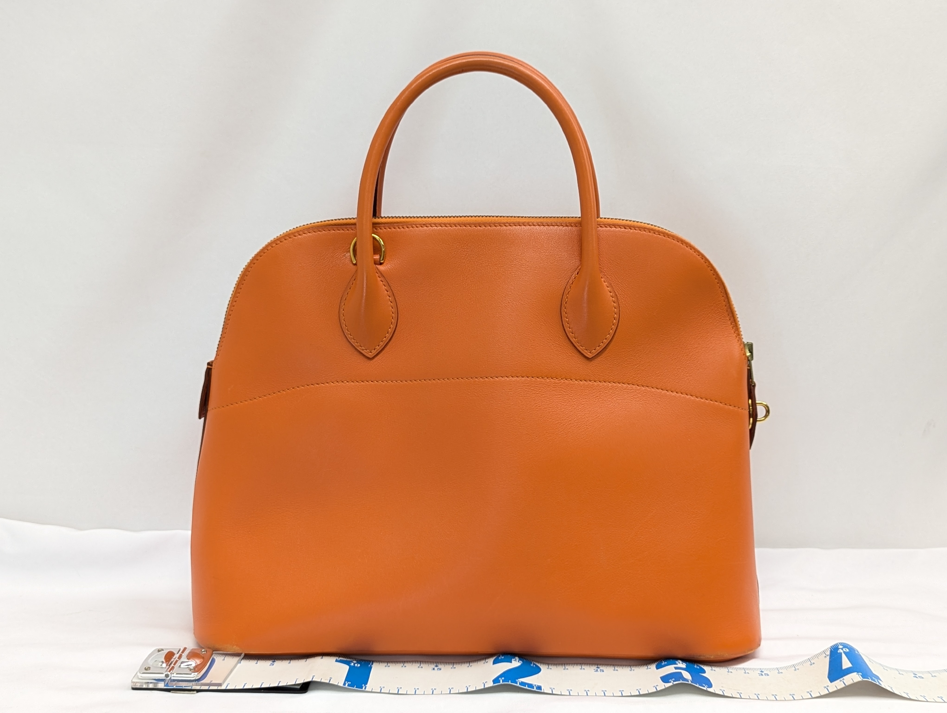 Bolide 35 Orange Gold Hardware B Stamp Tote Bag — view 2
