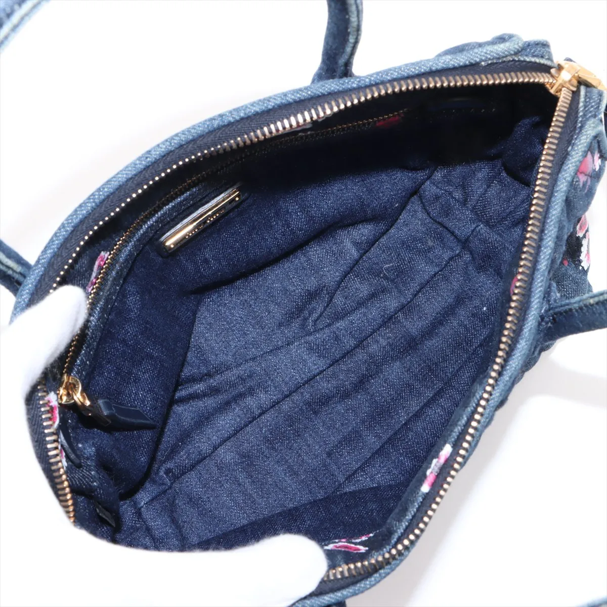 Matelasse Denim x Leather 2WAY Handbag Blue — view 8