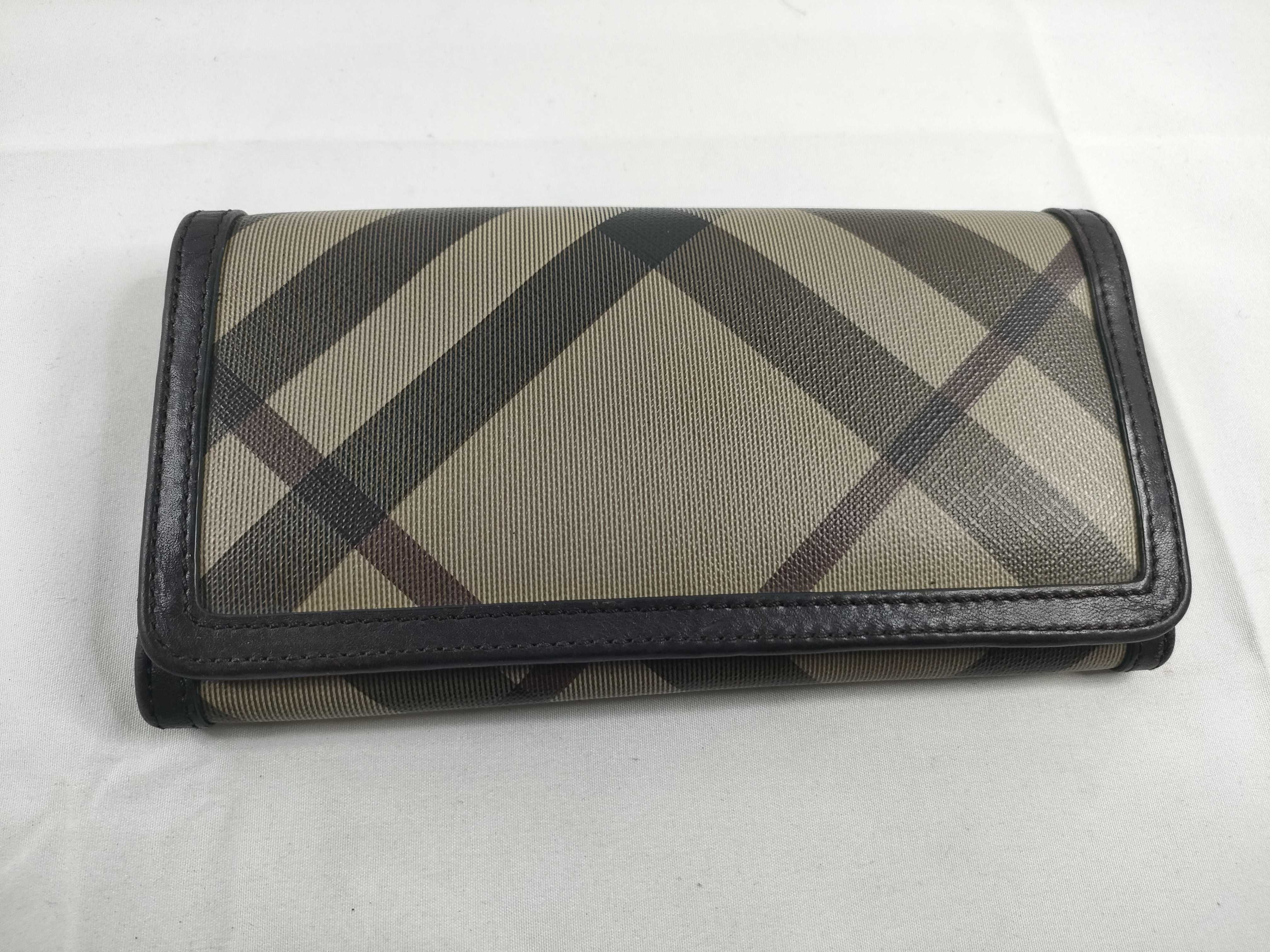 Check PVC Leather Long Wallet