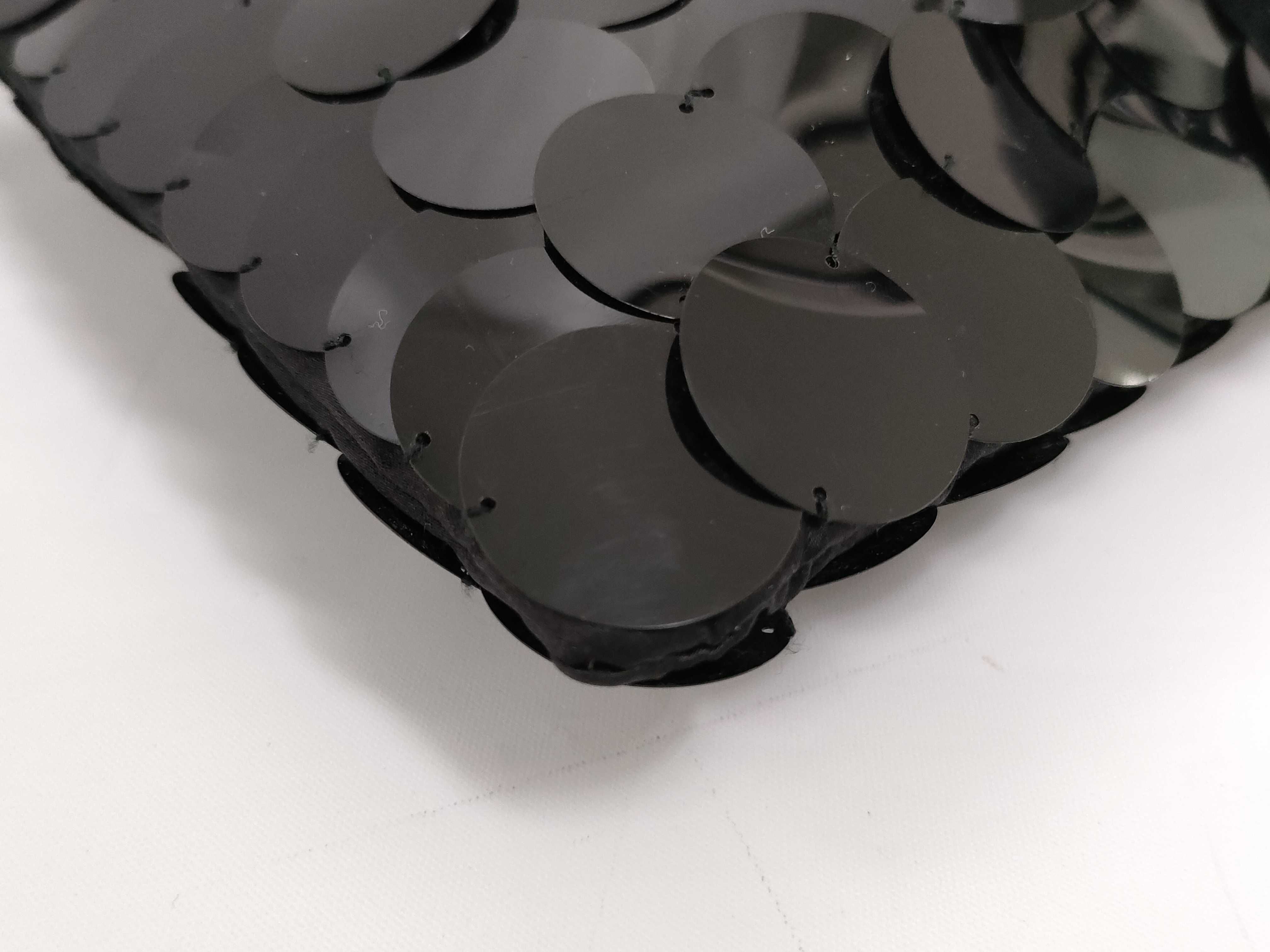handbag, sequined, black satin handbag — view 7