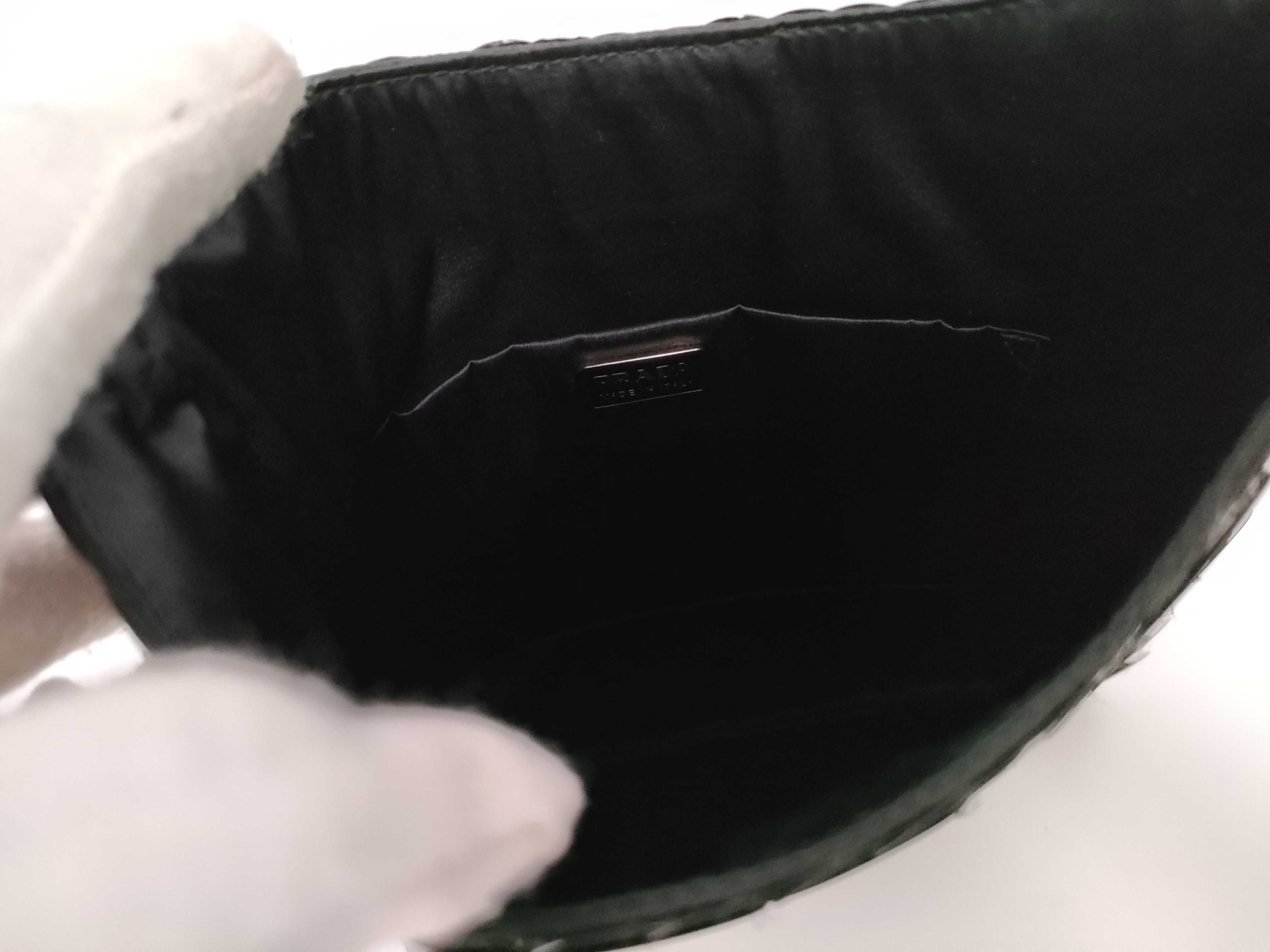 handbag, sequined, black satin handbag — view 9