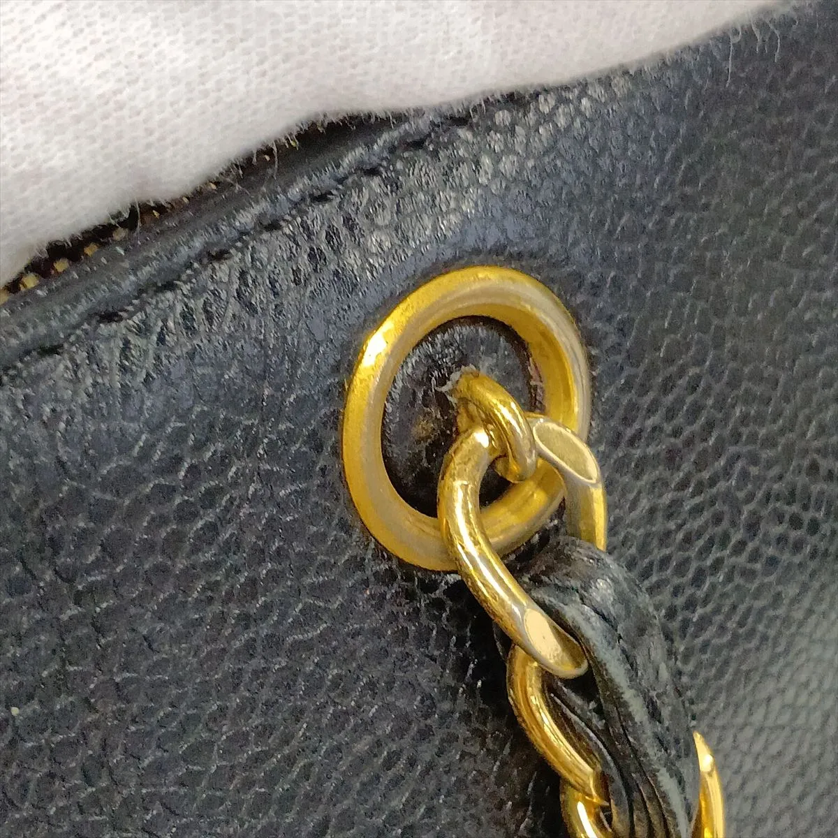 Logo Caviar Skin Chain Shoulder Bag, Black with Gold Hardware, 5094962 (Serial Number 5) — view 15