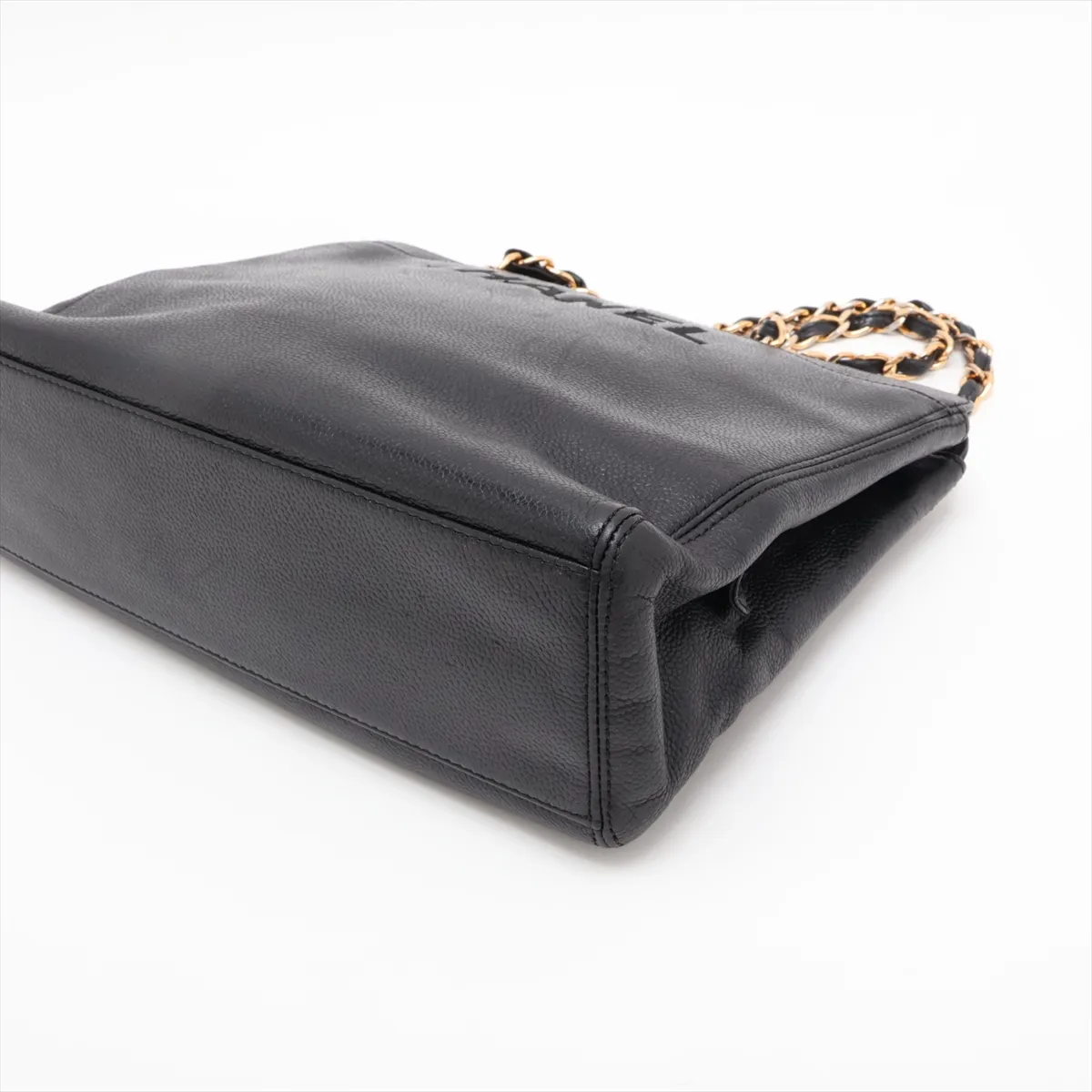 Logo Caviar Skin Chain Shoulder Bag, Black with Gold Hardware, 5094962 (Serial Number 5) — view 3