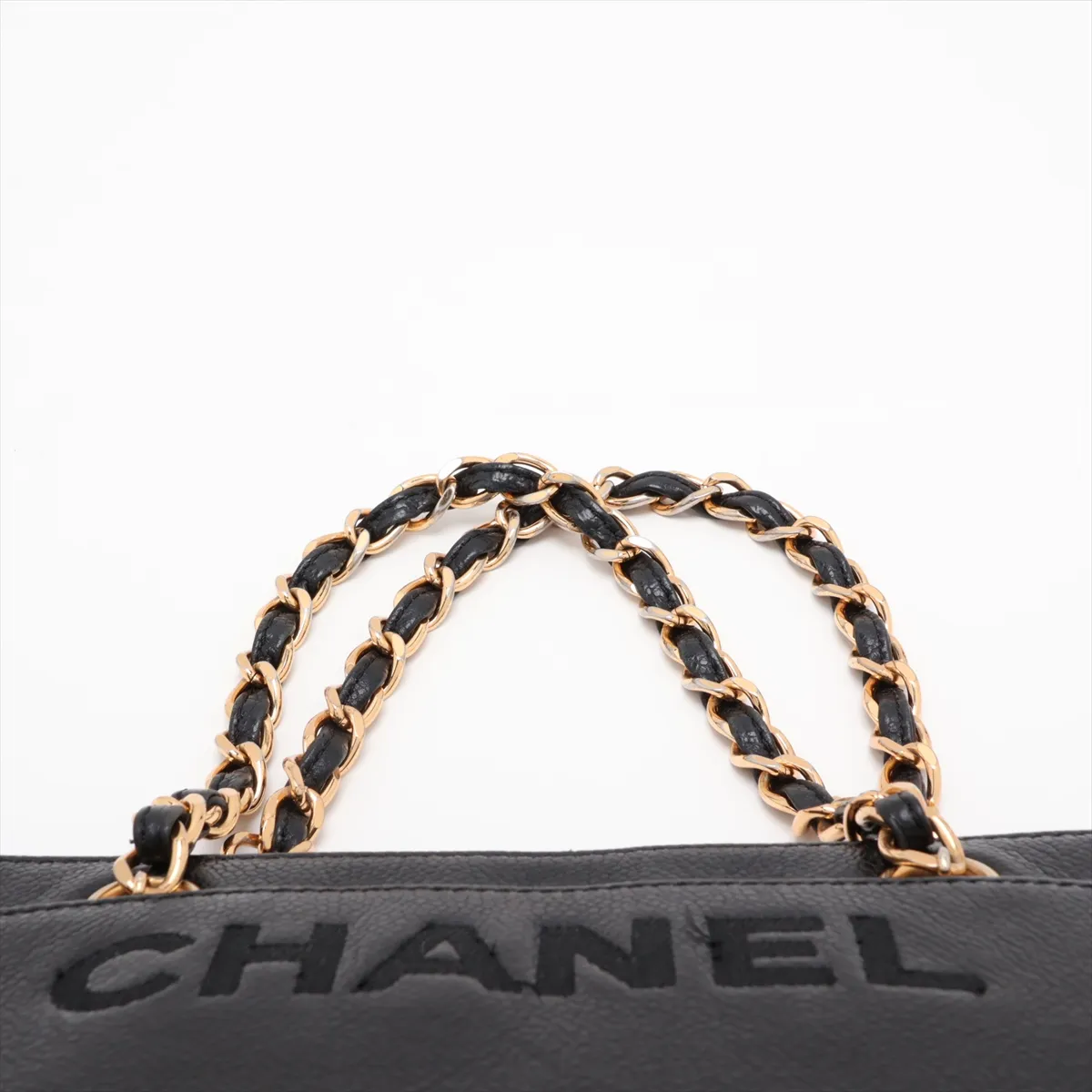Logo Caviar Skin Chain Shoulder Bag, Black with Gold Hardware, 5094962 (Serial Number 5) — view 6