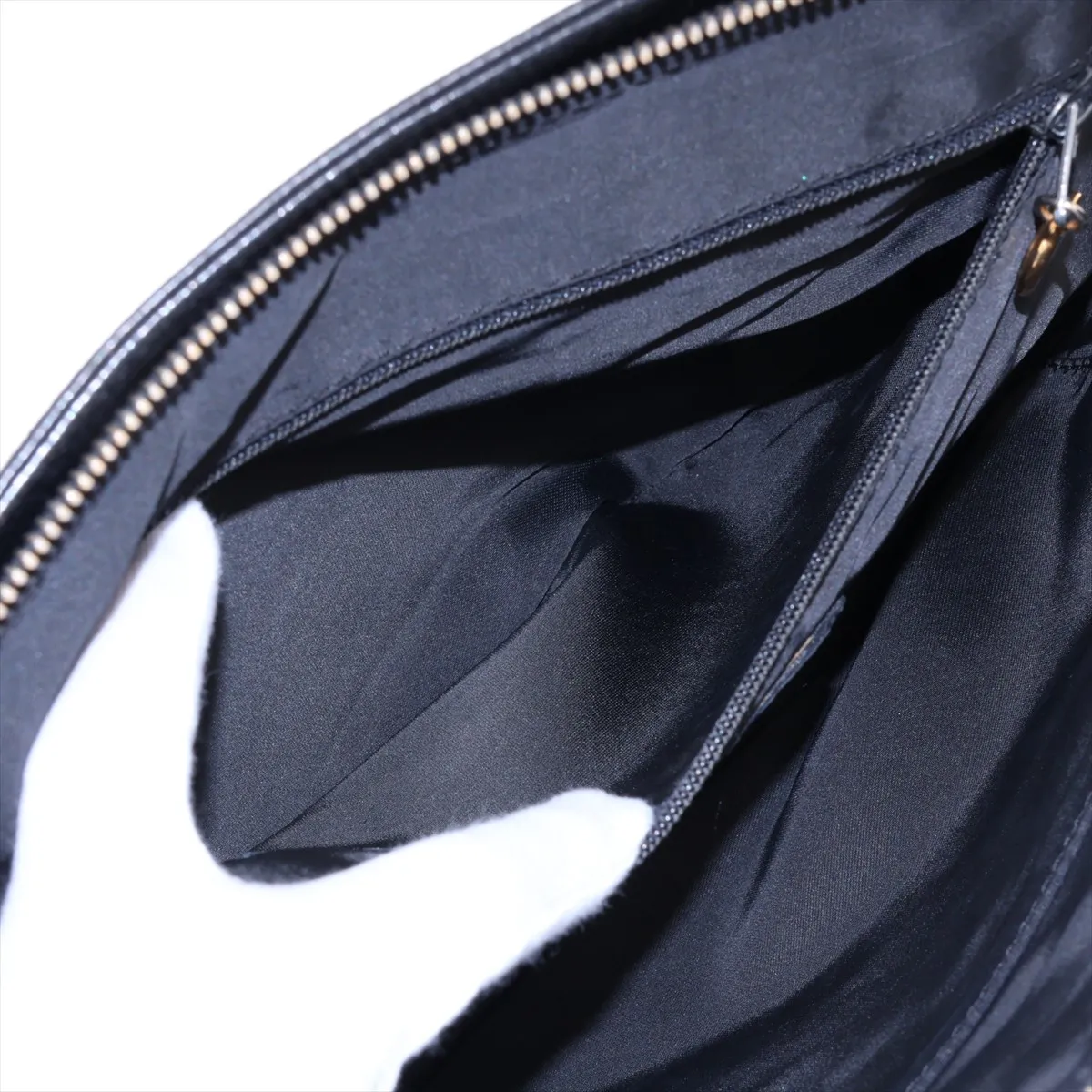 Logo Caviar Skin Chain Shoulder Bag, Black with Gold Hardware, 5094962 (Serial Number 5) — view 8