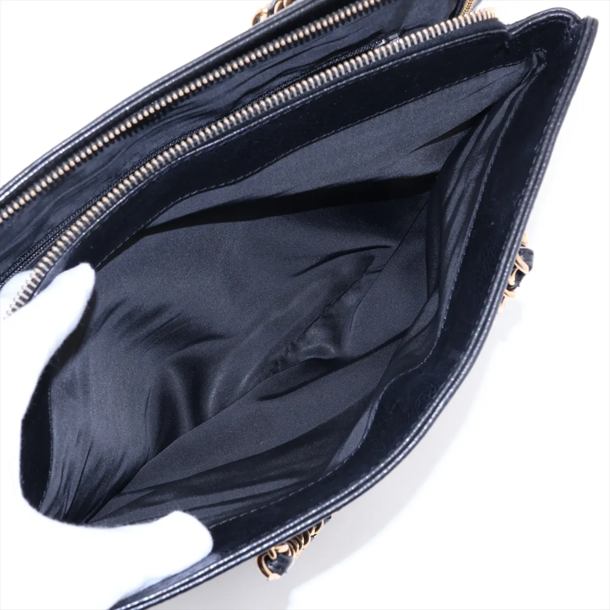Logo Caviar Skin Chain Shoulder Bag, Black with Gold Hardware, 5094962 (Serial Number 5) — view 10