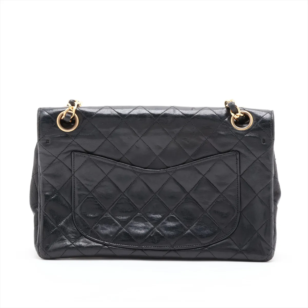 Matelassé Lambskin Double Flap Double Chain Bag, Black with Gold Hardware, Item No. 1246675 (Serial Number 1) — view 2