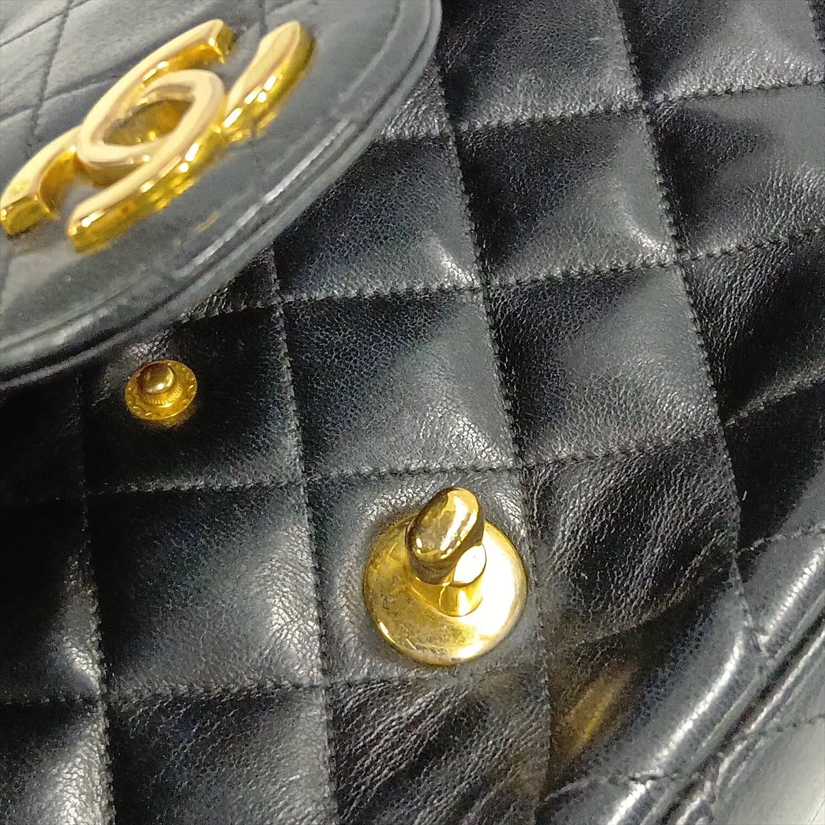 Matelassé Lambskin Double Flap Double Chain Bag, Black with Gold Hardware, Item No. 1246675 (Serial Number 1) — view 13